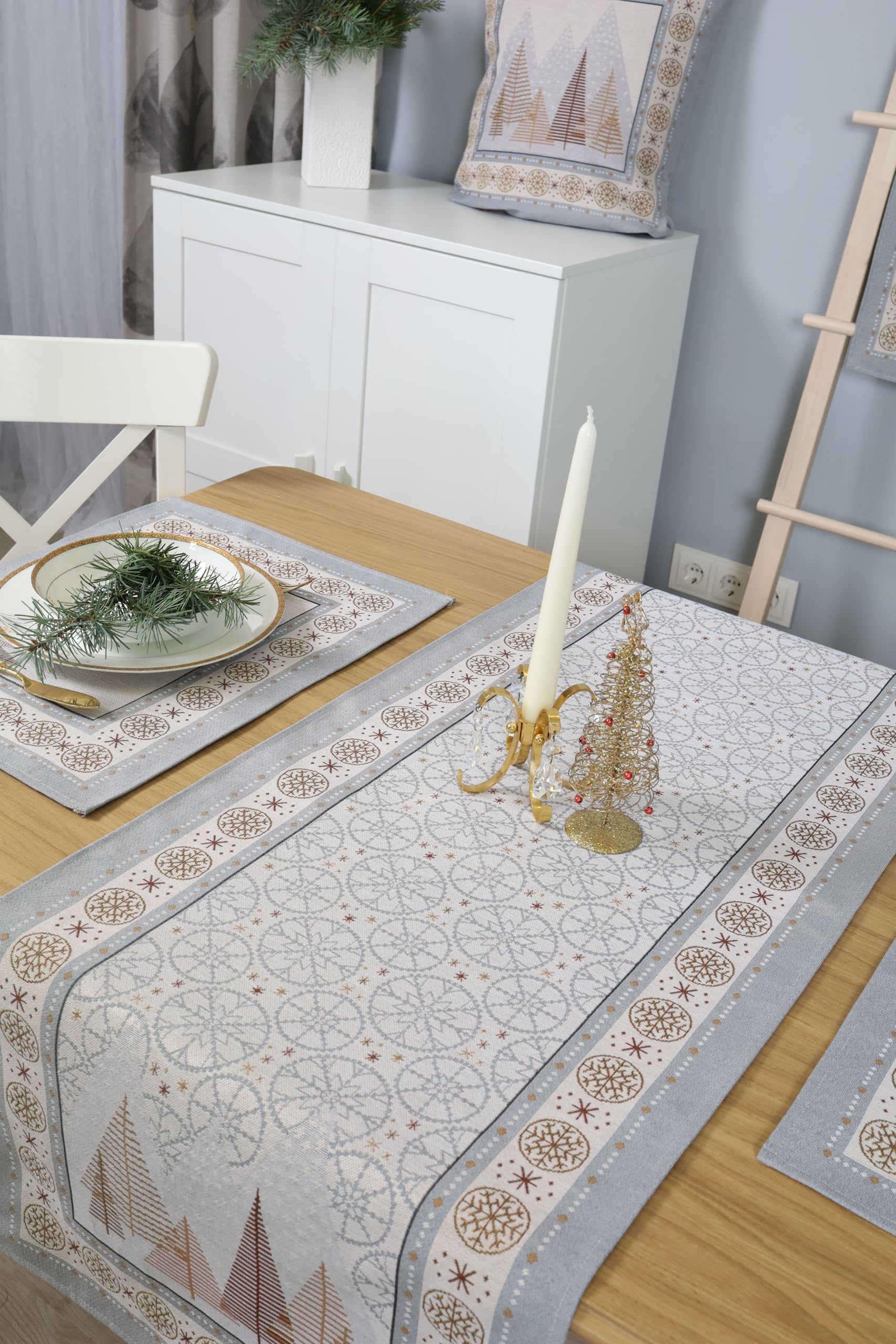 Decoración de mesa de Navidad, juego de 4 manteles individuales, 40x50 cm – Decoración de mesa de Navidad, decoración de Navidad para interiores - Decoración navideña, manteles individuales lavables