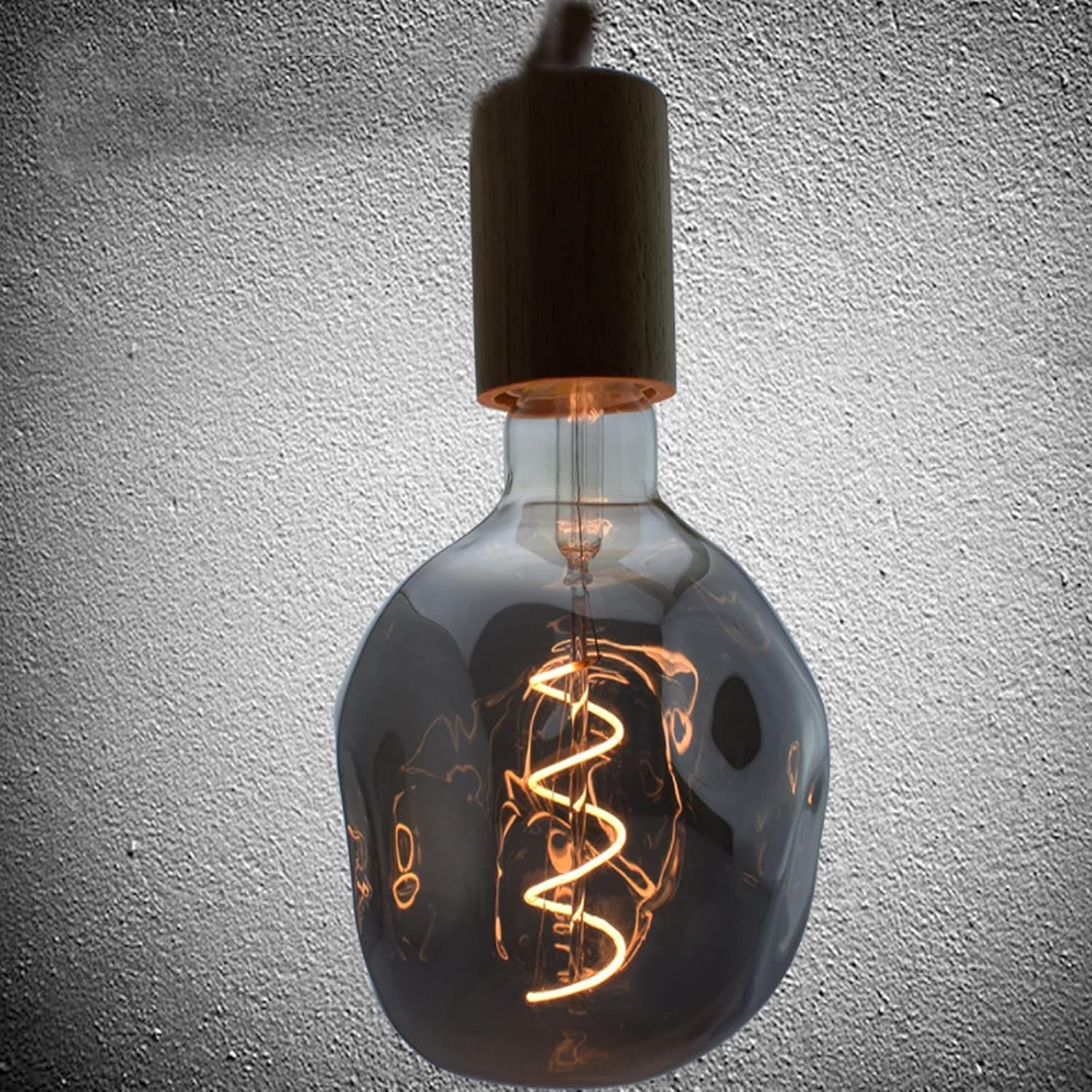 Lxcom Lighting E26/E27 4W Dimmable LED Vintage Edison Light Bulb 40W Equivalent G125 Smoky Glass Spiral Filament Decorative Lamp Bulb Warm White 2300K for Bar Restuarant Home Decoration, 1 Pack