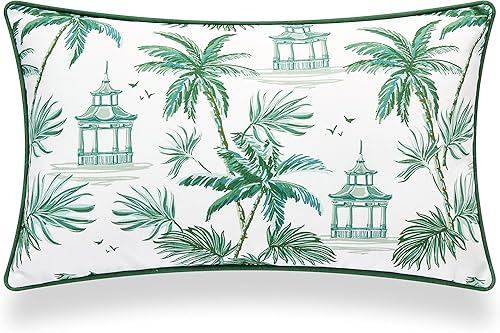 Miniatura 5 de Hofdeco Premium Coastal Patio - Funda de almohada para interiores y exteriores, 20 x 20 pulgadas, resistente al agua para patio trasero, sofá, hoja