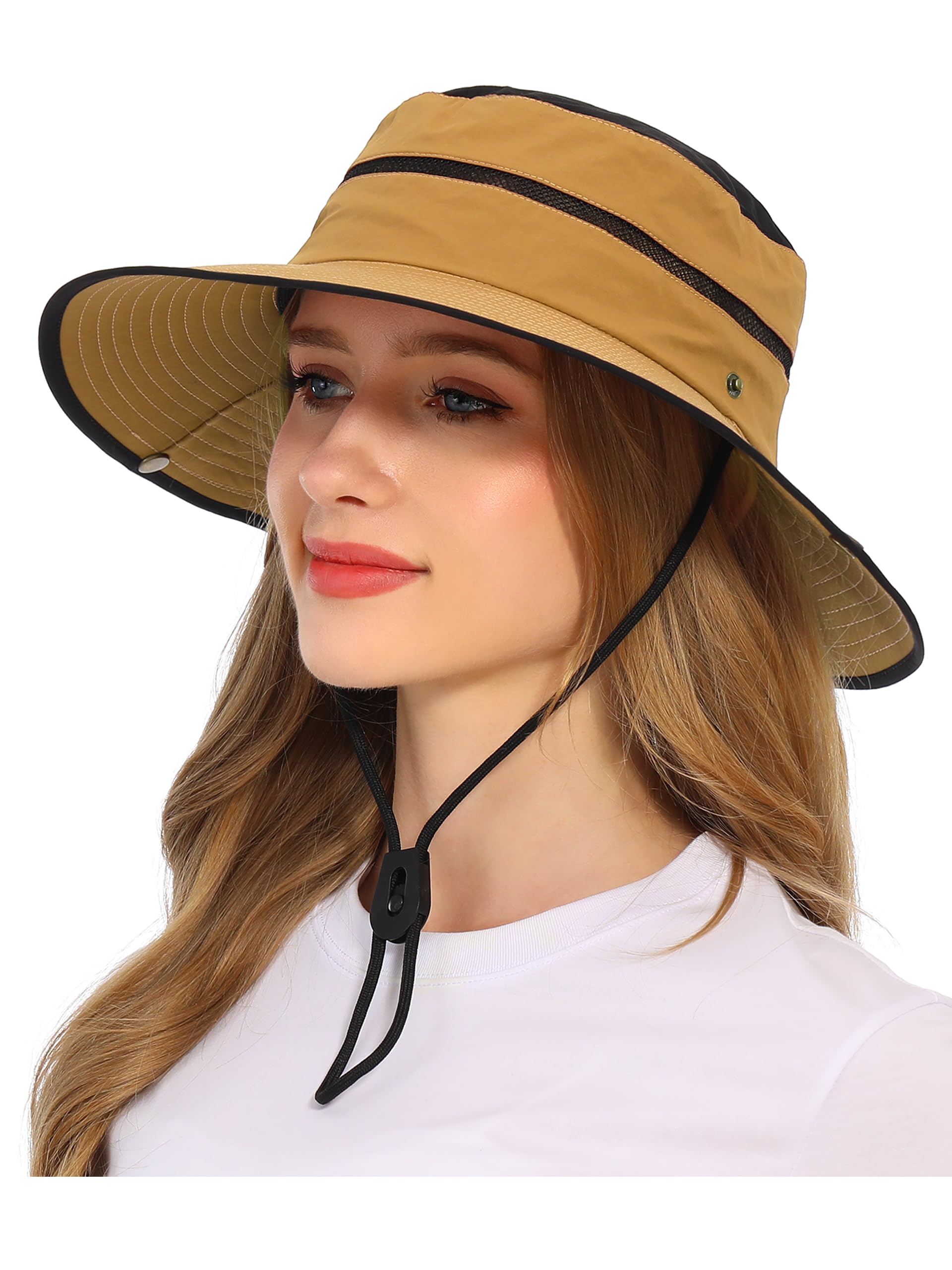Wide Brim Sun Hat for Women and Men UPF 50+ Packable Mesh Beach Bucket Hats