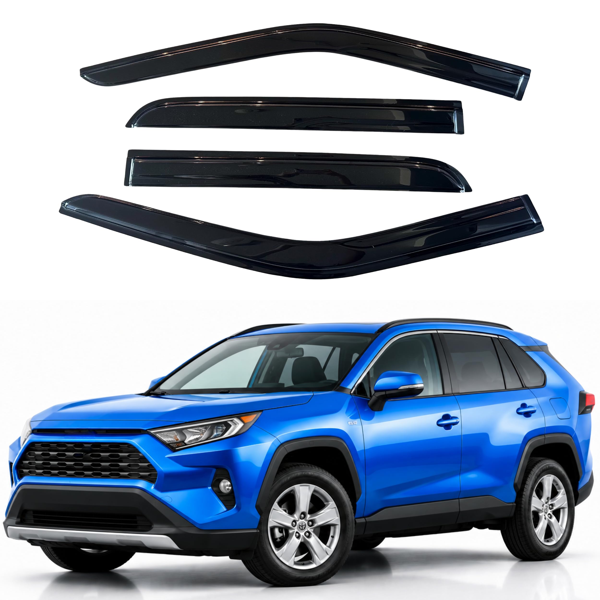 IG Window Visors Fit for 2019-2025 Toyota RAV4, Out-Channel Rain Guards Vent Wind Deflectors 4PC, Car Accessories for 19-25 RAV4