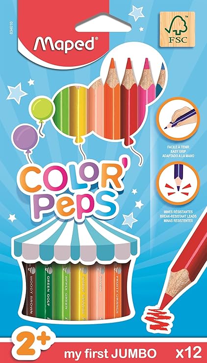 Maped 834010 Color Peps Jumbo Lot De 12 Crayons De Couleur Couleurs Assorties Amazon Ca Jeux Et Jouets
