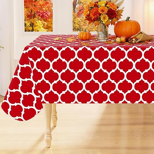 Smiry Mantel de vinilo para mesas rectangulares, impermeable y lavable, mantel de franela de plástico marroquí para comedor, decoración de Navidad,