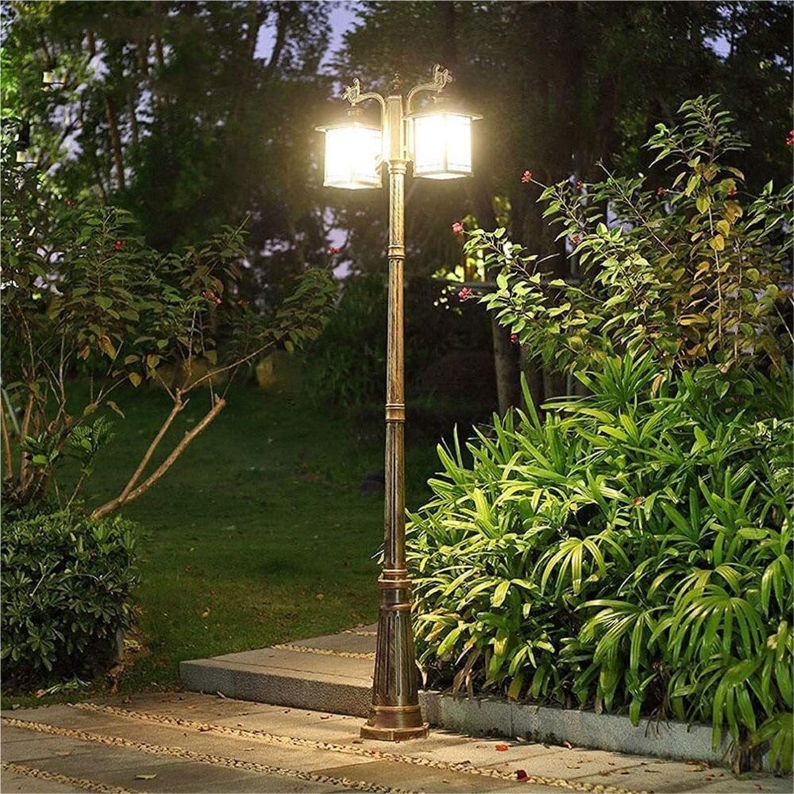 Lampy Zewnętrzne Na Taras, Słupki Oświetleniowe, Zewnętrzne, 3-Punktowe, Wodoodporne, Uliczne, Aluminiowe, Antykorozyjne, Wysokie, Ogrodowe, Willowe, Wspólnotow(Wysokość 295 Cm)