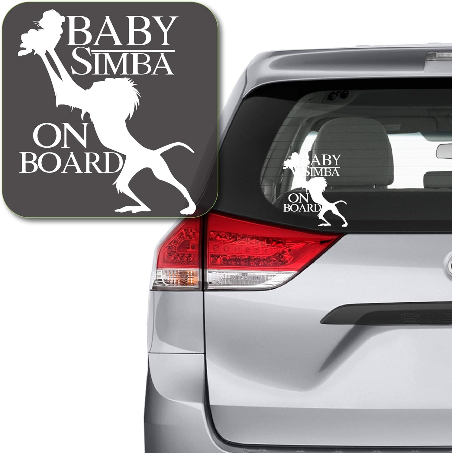 Baby Simba on Board Rafiki KingDecal Sticker for Car Window, Laptop and More. # 1118 (10" x 8.6", White)
