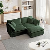 Vista 21 de mikibama - Sofá seccional modular, juego de sofá en forma de L de 111.5 pulgadas para sala de estar, sofás de 3 plazas cómodos tipo nube con otomana