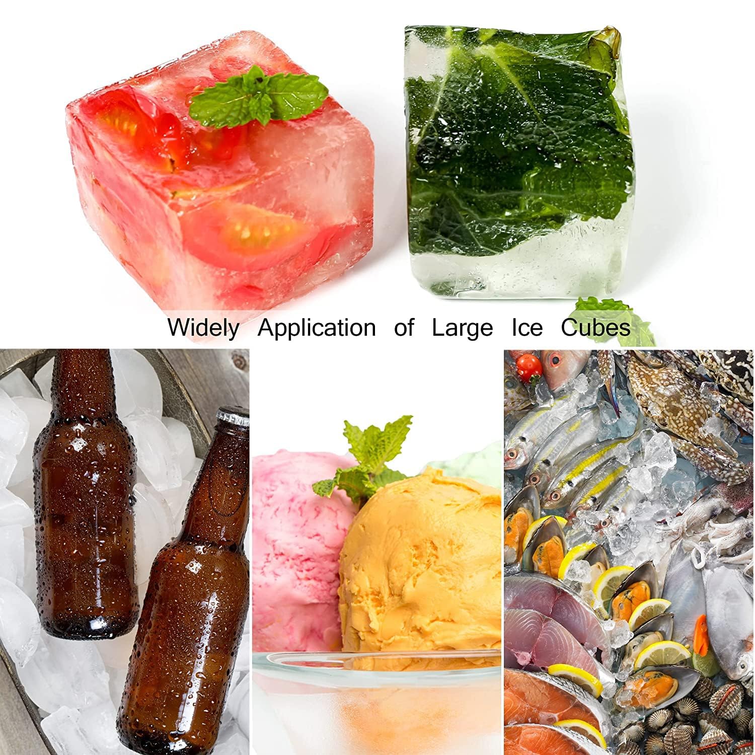 Joyzzz Ice Cube Trays, 6 Büyük Kare Ice Cube Tepsisi, Kapaklı Yeniden Kullanılabilir Silikon Ice Cube Tepsisi, Dondurucu için Buz Tepsileri, Viski, Karışık İçecekler için Kolay Açılan Ice Cube Kalıbı