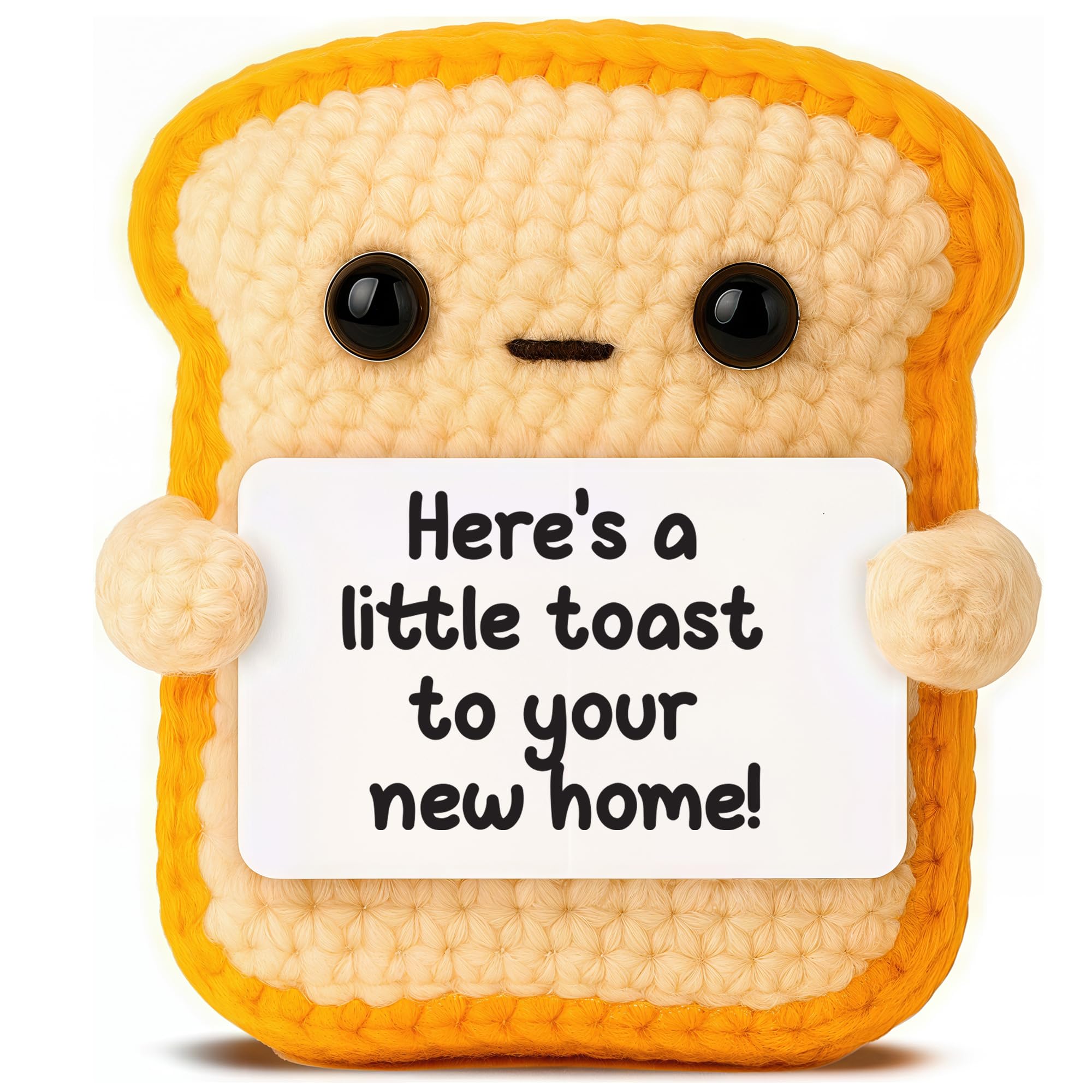 Velenti Housewarming Gift – Cute Toast Crochet With “A Little Toast To Your New Home!” Sign – Fun Congratulations Gift For Friends, Family, New Homeowners, First Apartment