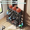HIEE Dumbbell Rack, Weight Rack for Kettlebells, Heavy-Duty Home Gym Storage Rack for Yoga Mat and Workout Equipment, Storage Holder with Wheels, Hooks and Mesh Top gallery image