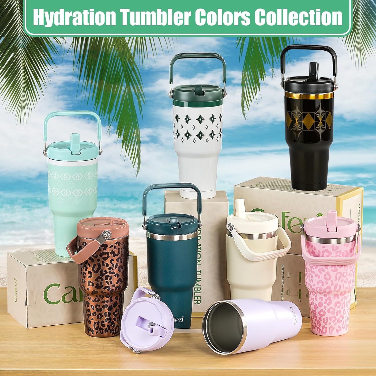 30 oz Tumbler with Handle, Vacuum Insulated Tumblers with Flip Straw and Top Handle, Reusable Insulated Cup for Home, Outdoors, Leakproof, Fits in Cup Holder, Cold for 30 Hours - Image 7