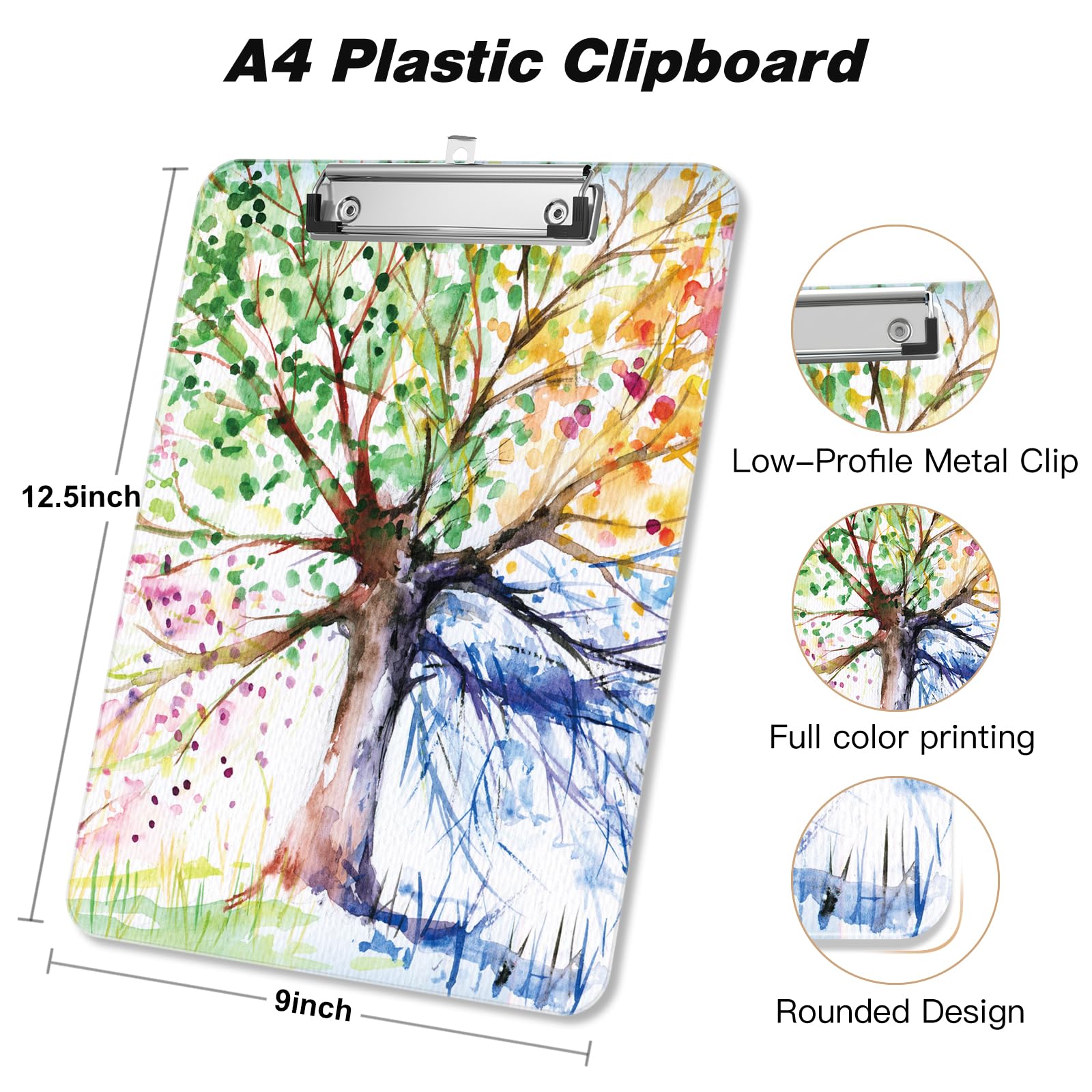 Piasoenc Plastic Clipboard, Cute Decorative Clip Board, 9 x 12.5 in, A4 Standard Office Clip Boards for Nurses Students - Image 2
