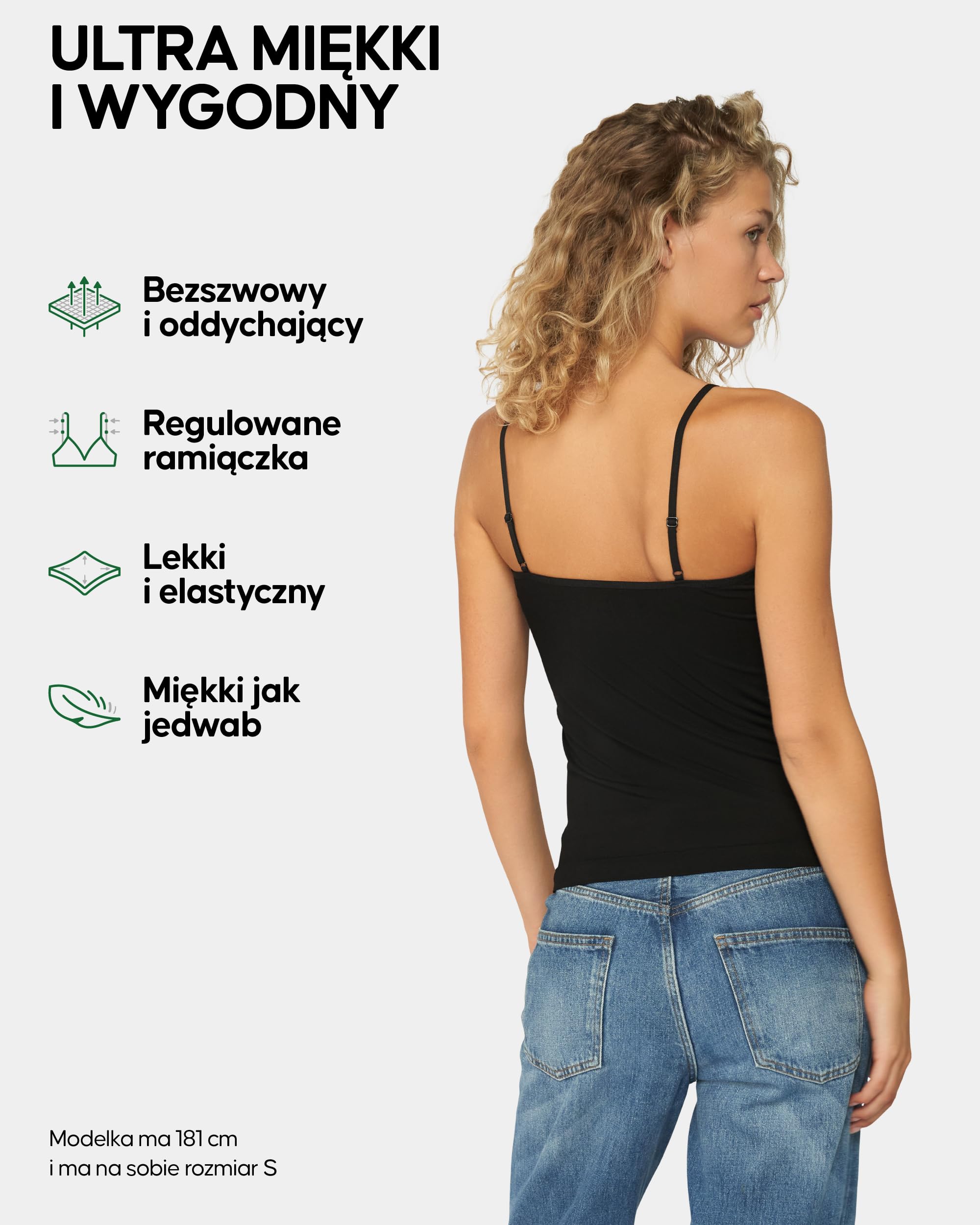DANISH ENDURANCE 2-Pack Damskich Topów z Wiskozy Bambusowej, Podkoszulka, Koszulka na Ramiączkach, Bluzka Czarna i Nude Beż