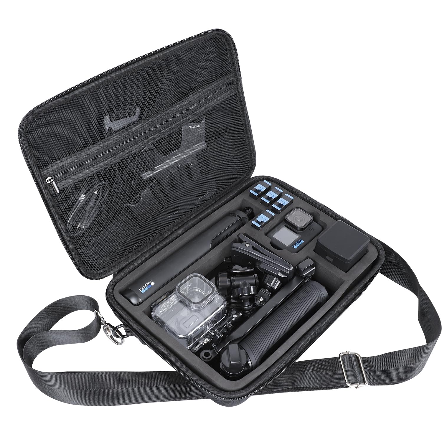 PellKing Grande superficie di trasporto - Custodia impermeabile per fotocamera GoPro 12, 11, 10, 9, custodia rigida con fodera in EVA compatibile con GoPro Hero 10, con maniglia interna completamente