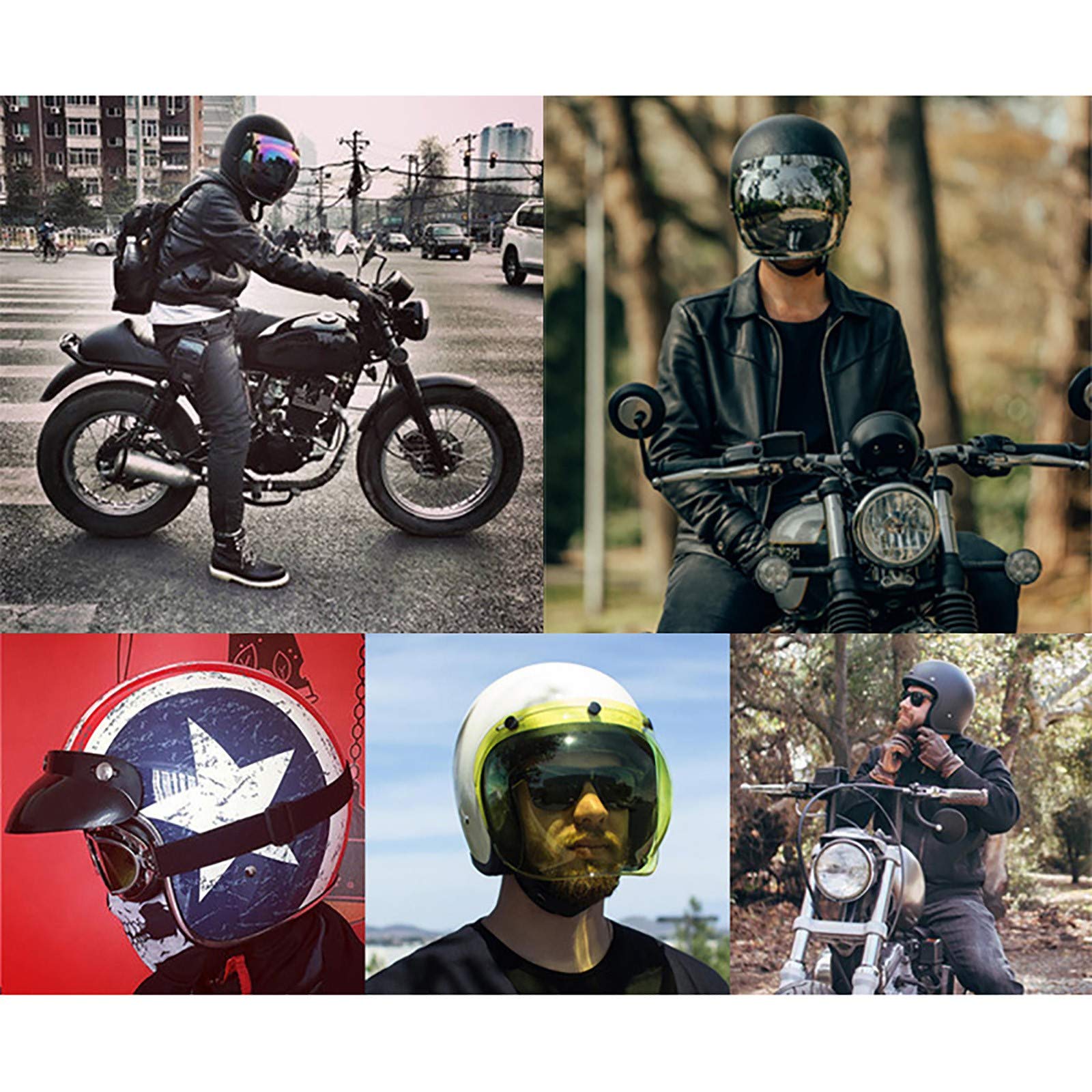 Casque Moto Jet Vintage 3/4 Ouvert - Homologué DOT/ECE, Taille L (59-60 Cm), Pour Homme Et Femme - Style Rétro, Confortable