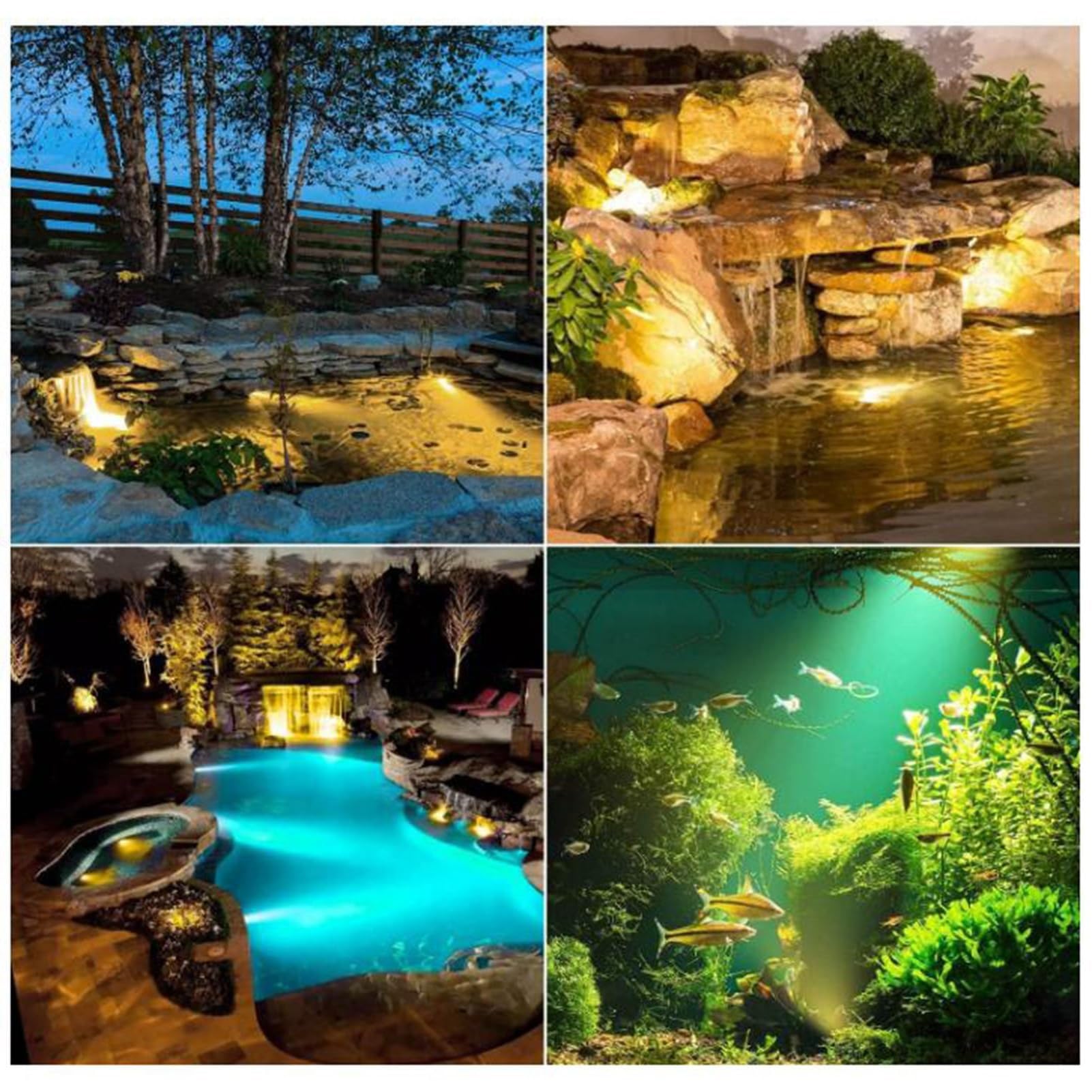 THEGA Luci LED per Laghetti - Luci per Fontane Subacquee, Luci per Piscine A Bassa Tensione 24V Impermeabili IP68, Luci LED Laghetti Subacquee, Faretti Subacquei per Laghetti(Blue,36W)