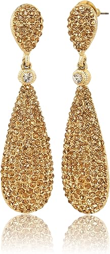 Miniatura 2 de Moonstruck Joyería de disfraces Pendientes colgantes dorados con diamantes de champán para mujer