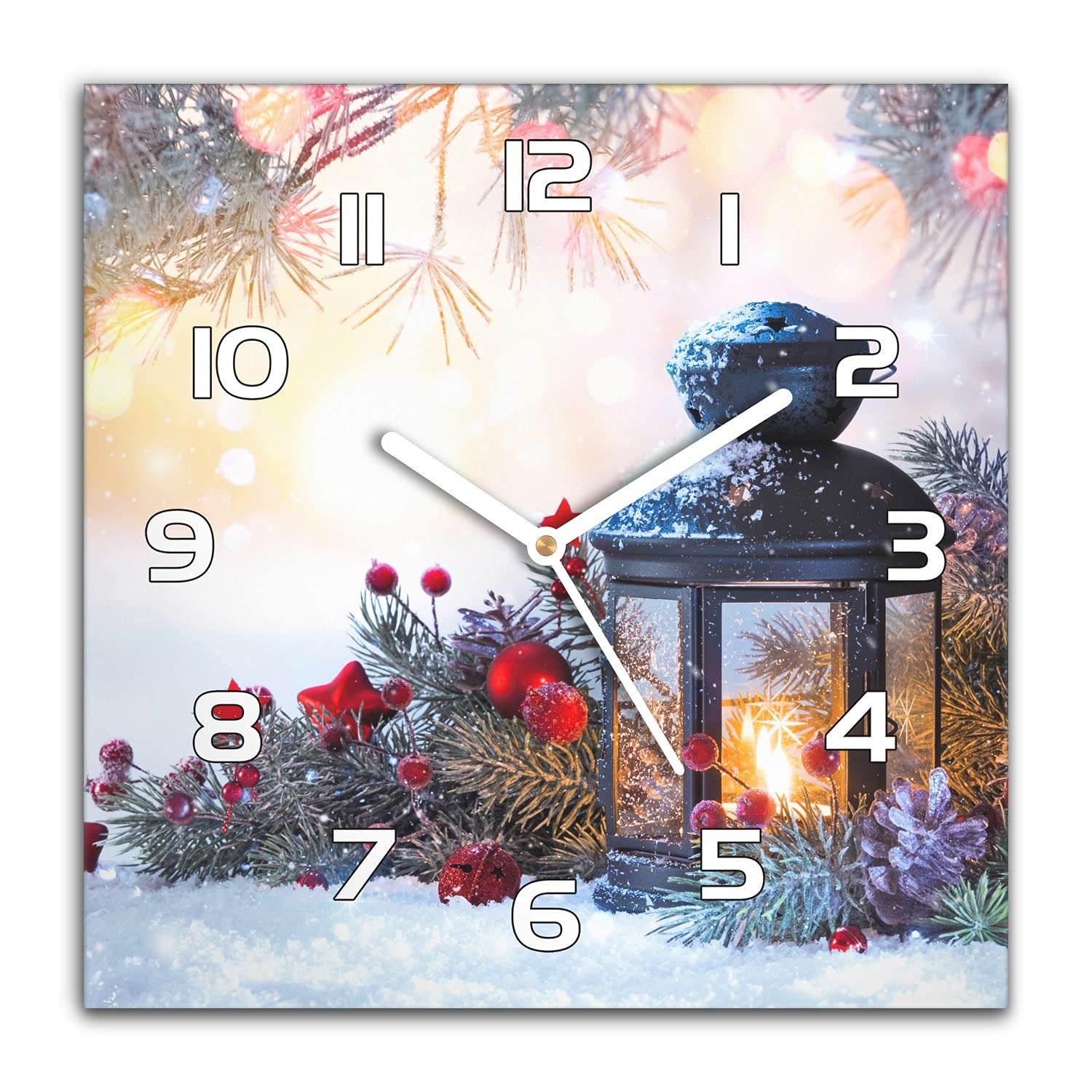 Horloge murale Noël silencieuse en verre de sécurité Coloray