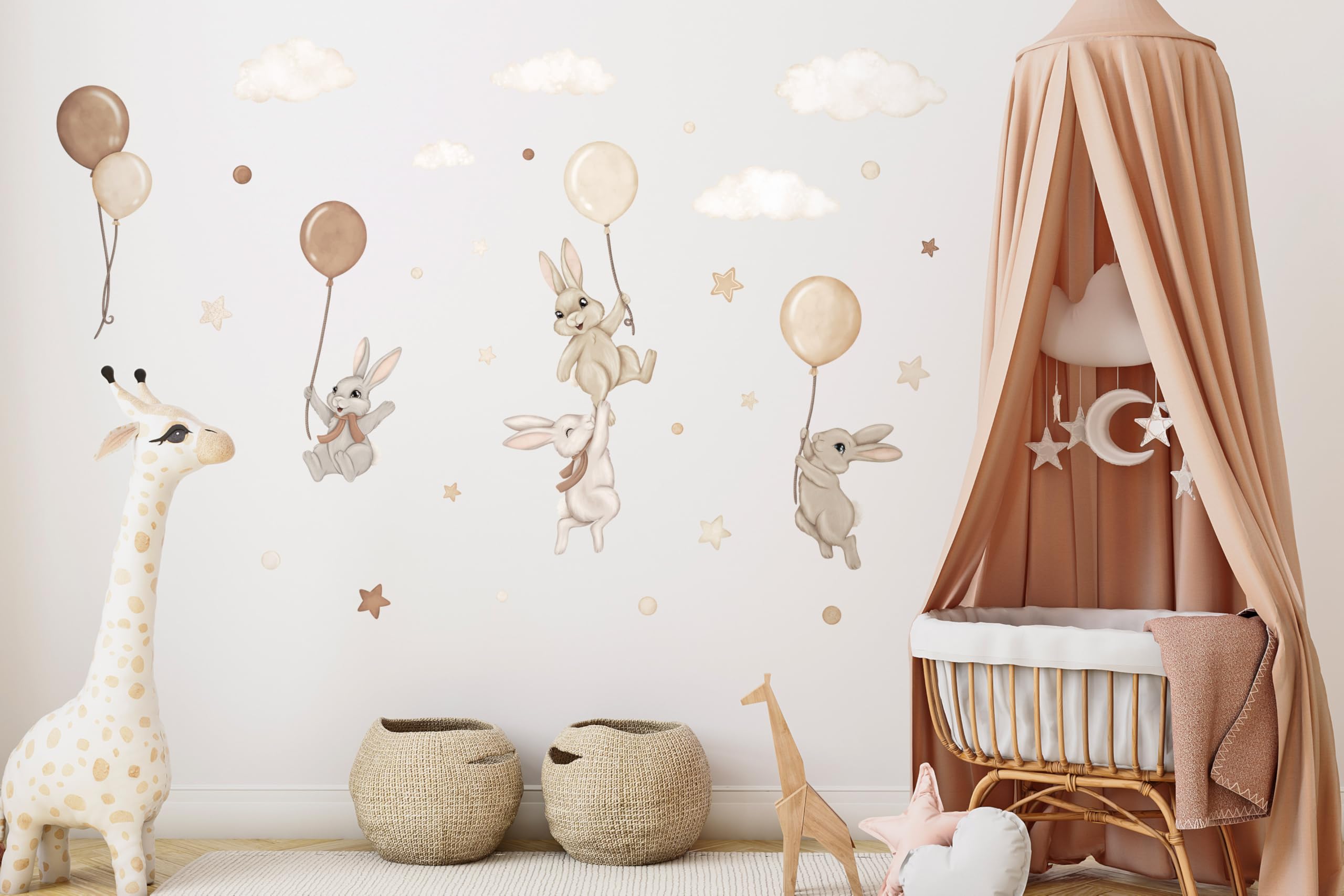 Adesivo da parete per cameretta dei bambini - Adesivo da parete per cameretta dei bambini - Non tossico, sicuro, potente - 29 pezzi adesivi - Marrone, Beige