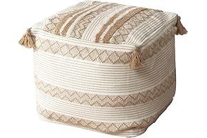 Unstuffed Bohemian Ottoman Pouf Cover with Large Tassels