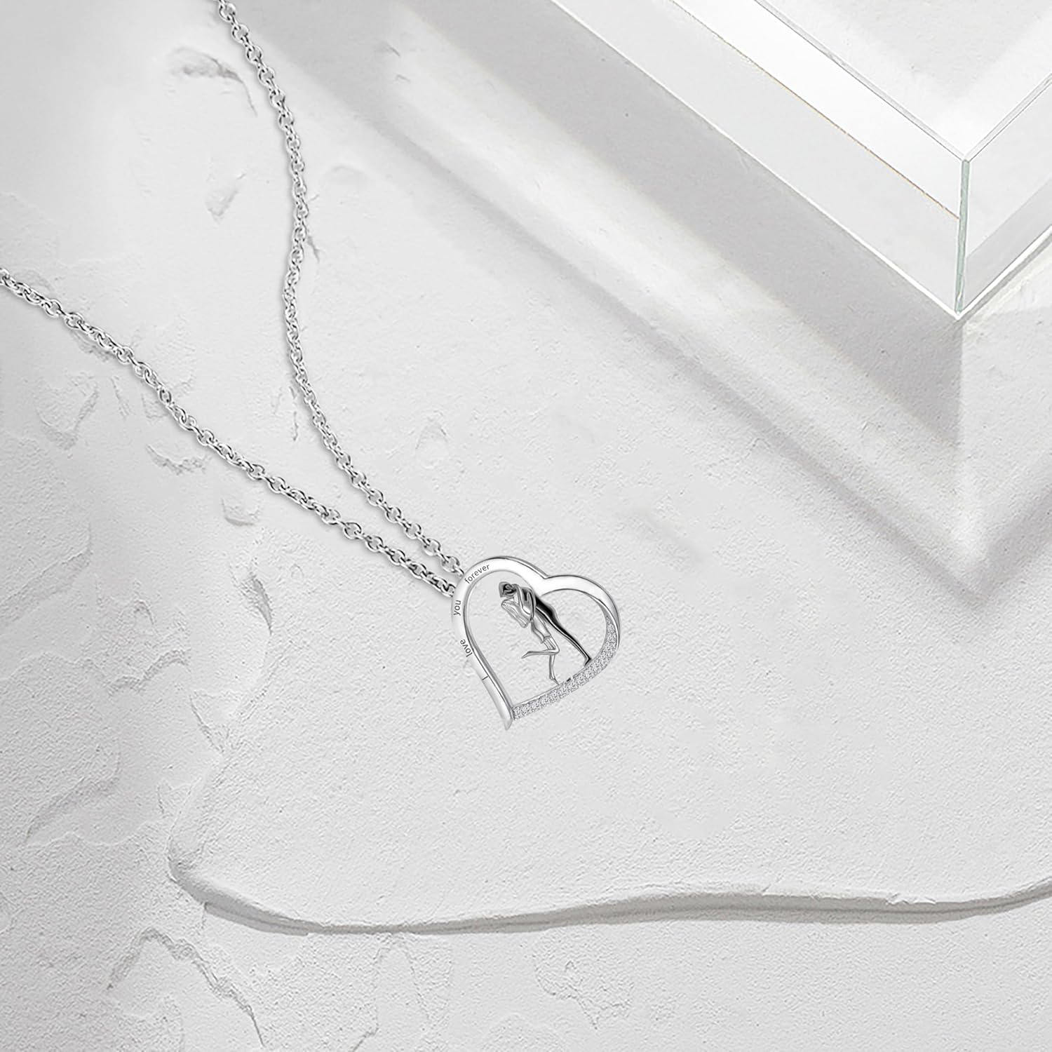 Hug Love New Mom to Be Gift Mommy of an Angel Necklace Miscarriage Memorial Gifts Sterling Silver Sunflower Mama Father Daughter Necklace Pink Ribbons Breast Cancer Awareness Jewelry Mom Gifts - Image 3