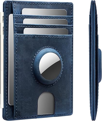 typecase Billetera delgada minimalista para hombre, para AirTag, bolsillo frontal, de piel de caballo loco de primera calidad, con soporte para