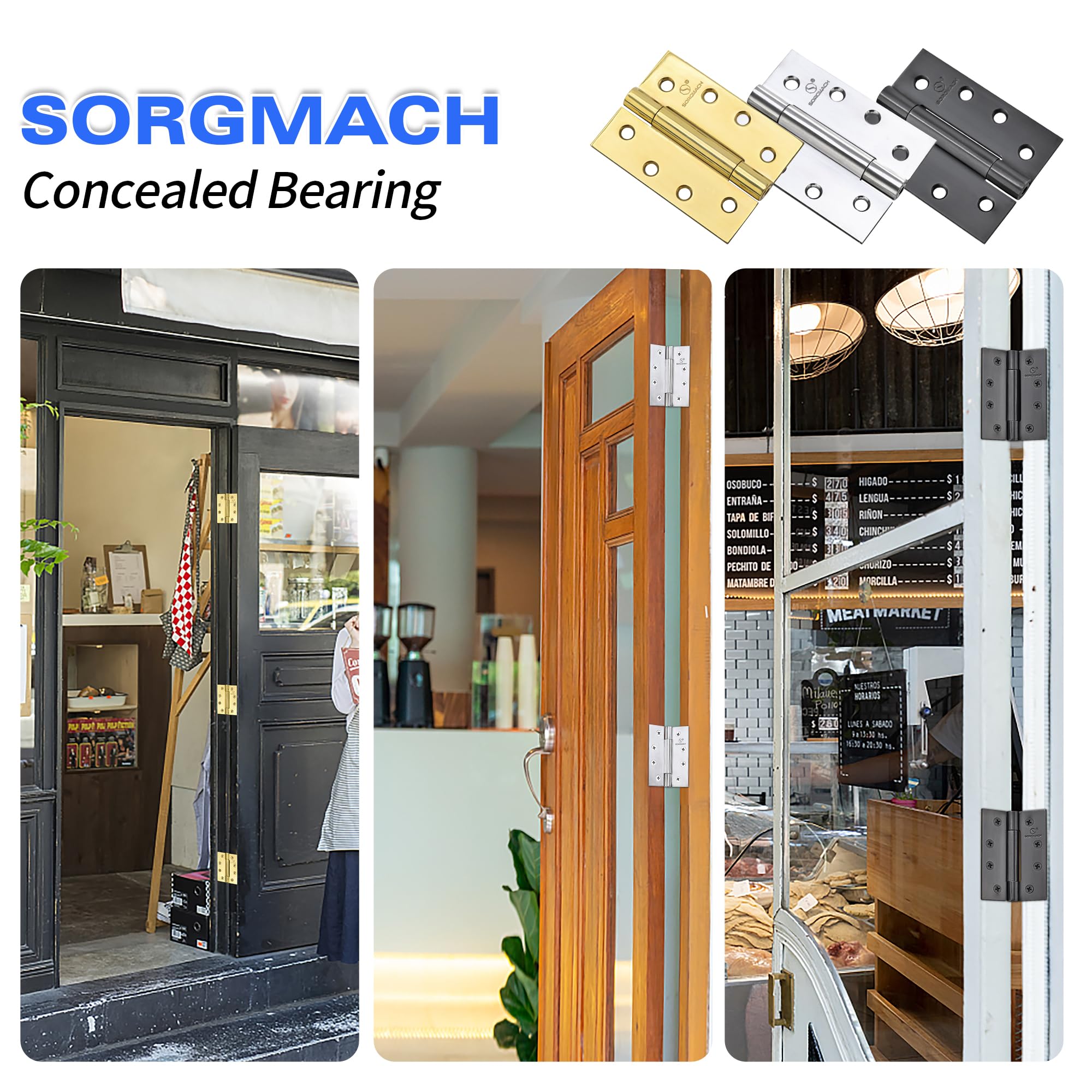2 Pcs 4 Inch Stainless Steel External Door Hinges, Heavy Duty, Black, for Wood, 304 Stainless Steel - Image 4