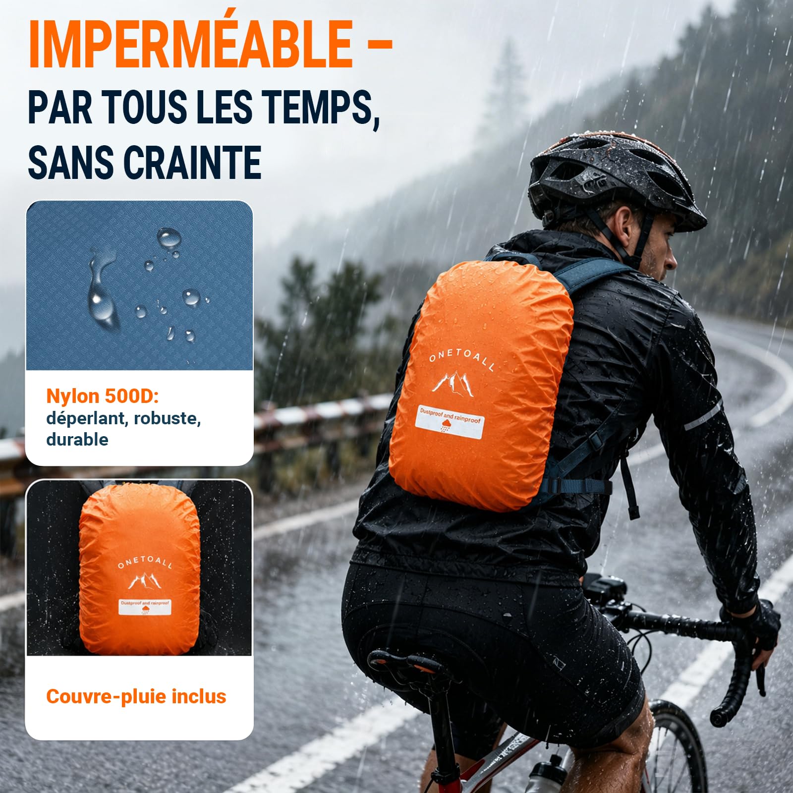 Sac a Dos Randonnee Homme Femme 20L Inclus Couvre-Pluie Confort | Légèreté, Ergonomie, Système de Suspension, Résistance, Multiples Compartiments, pour Travail Voyages Courts Cyclisme Camping
