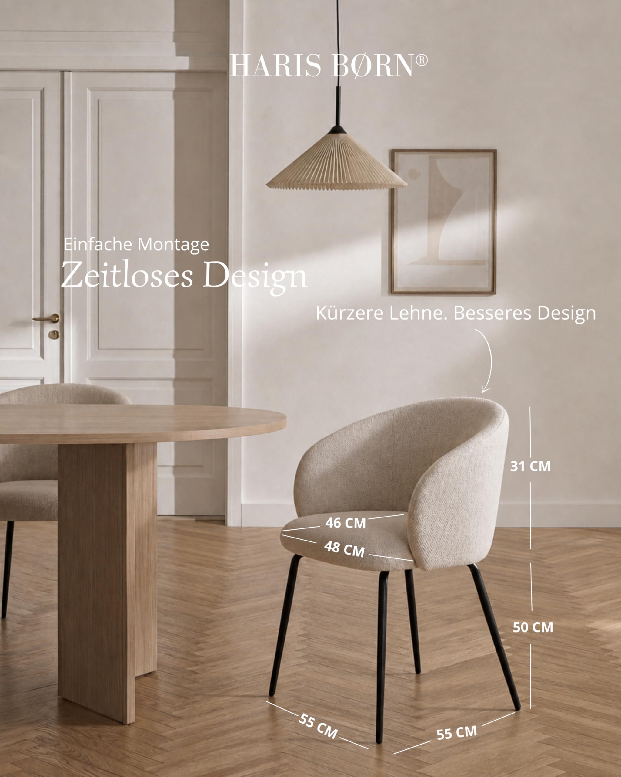 Esszimmerstühle (2er Set) Beige - Bequeme Polster Esszimmerstühle mit Armlehne - Premium Esstisch Stühle & Wohnzimmer Stühle - Moderne Esszimmerstühle 30 Tage risikofrei testen