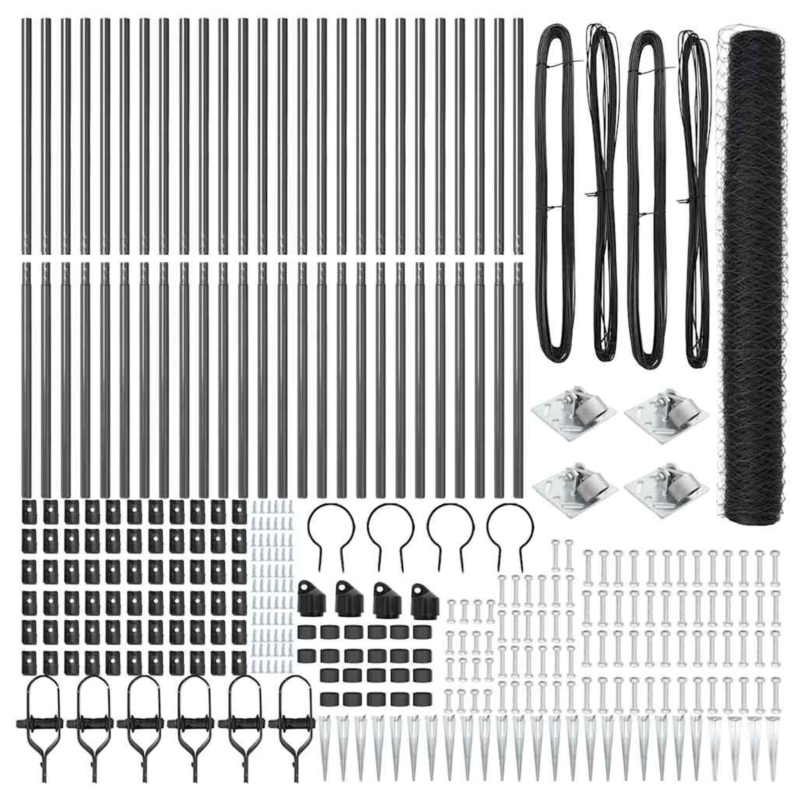 Gecheer Sechseckdrahtzaun Set, PVC-beschichteter Stahl mit 26 Pfosten und Spannern, Maschenweite 36x54-68mm, 50x1,2m for Garten Terrasse Hof Einfriedung