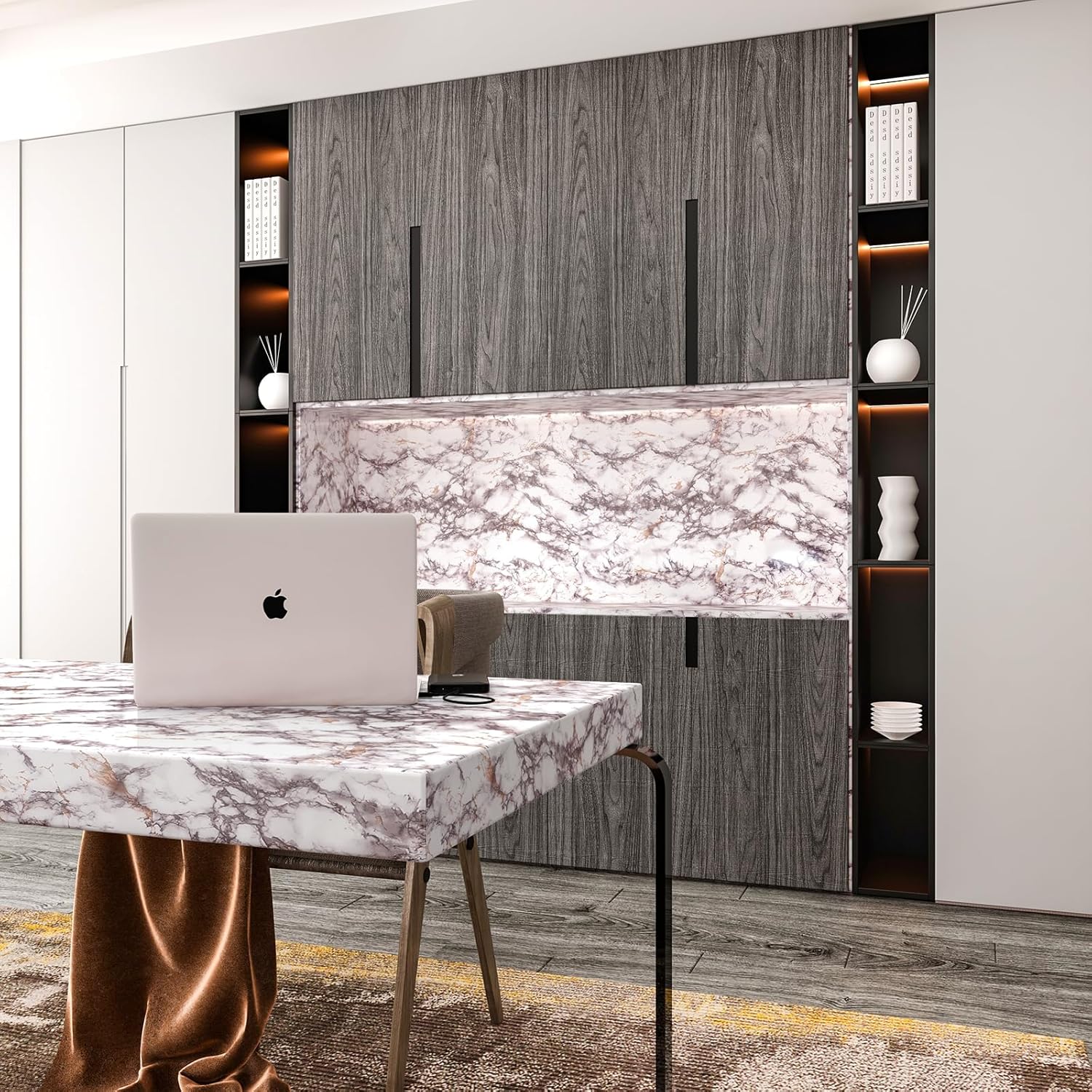 VEELIKE Faux Marble Counter Top Covers Peel and Stick Wallpaper Granite Contact Paper Decorative Kitchen Wall Paper Gray Waterproof Self Adhesive Removable Wallpaper for Cabinet Locker 15.8"x354"