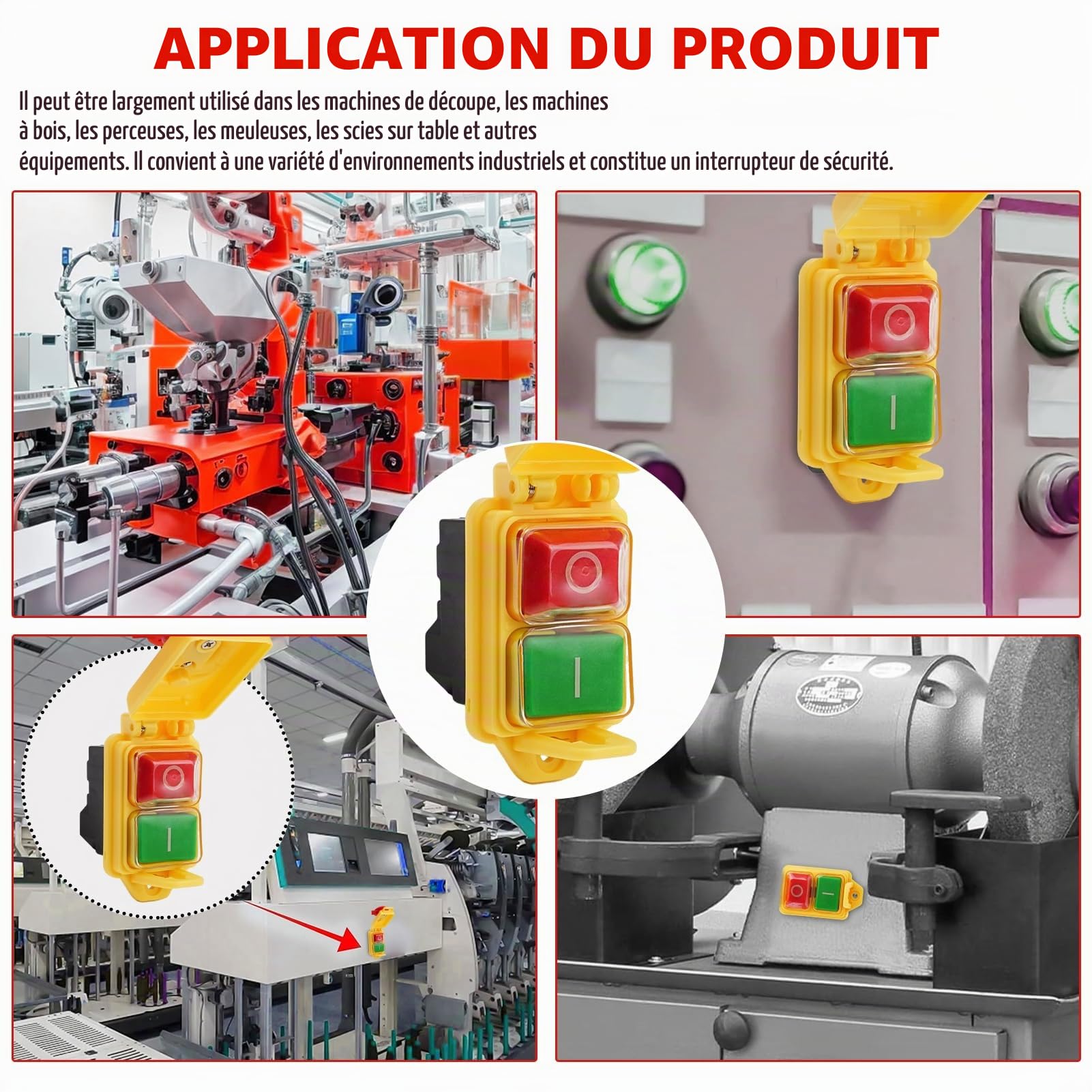 Interrupteur de sécurité pour machine KJD17B 5 broches 250 V 16 A Interrupteur électromagnétique pour machine Interrupteur à bouton-poussoir IP55 Interrupteur étanche Interrupteur encastrable