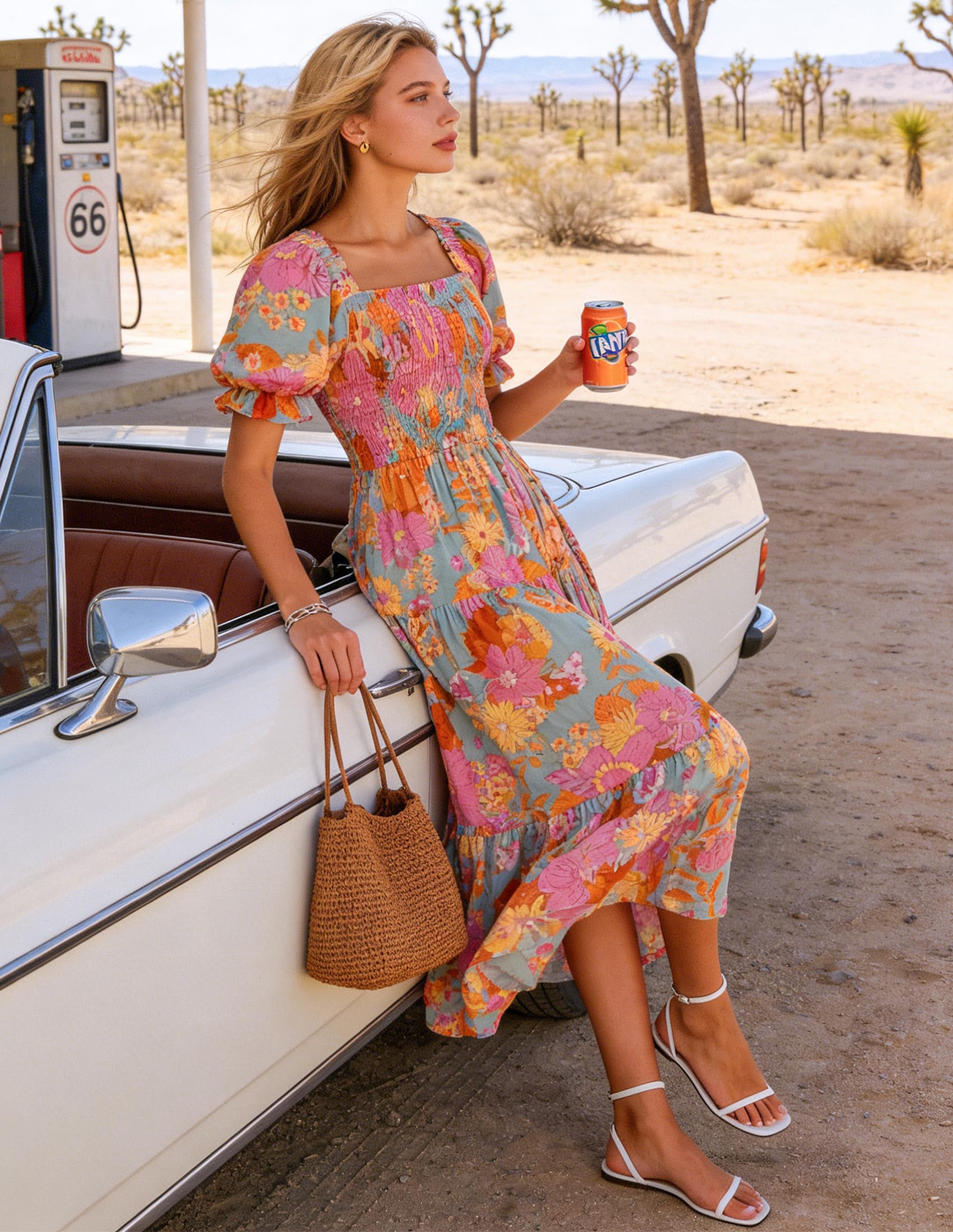 ZESICA Ruffle Swing Maxi Dress Casual Mujer