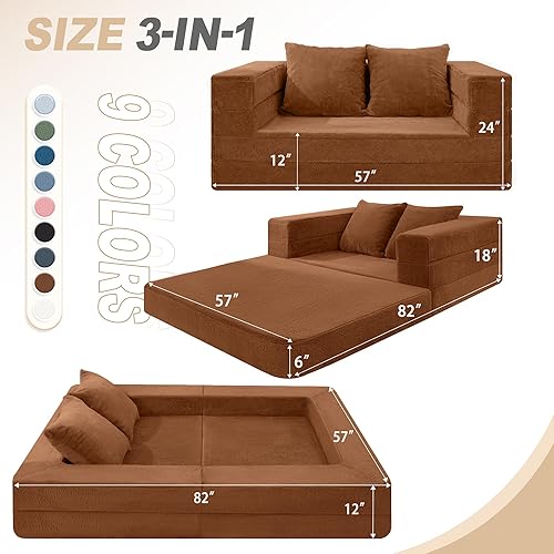 Miniatura 59 de Cama humana gigante para perro, cama 3 en 1 para perro de tamaño humano con funda de piel sintética lavable, cama grande plegable para mascotas con