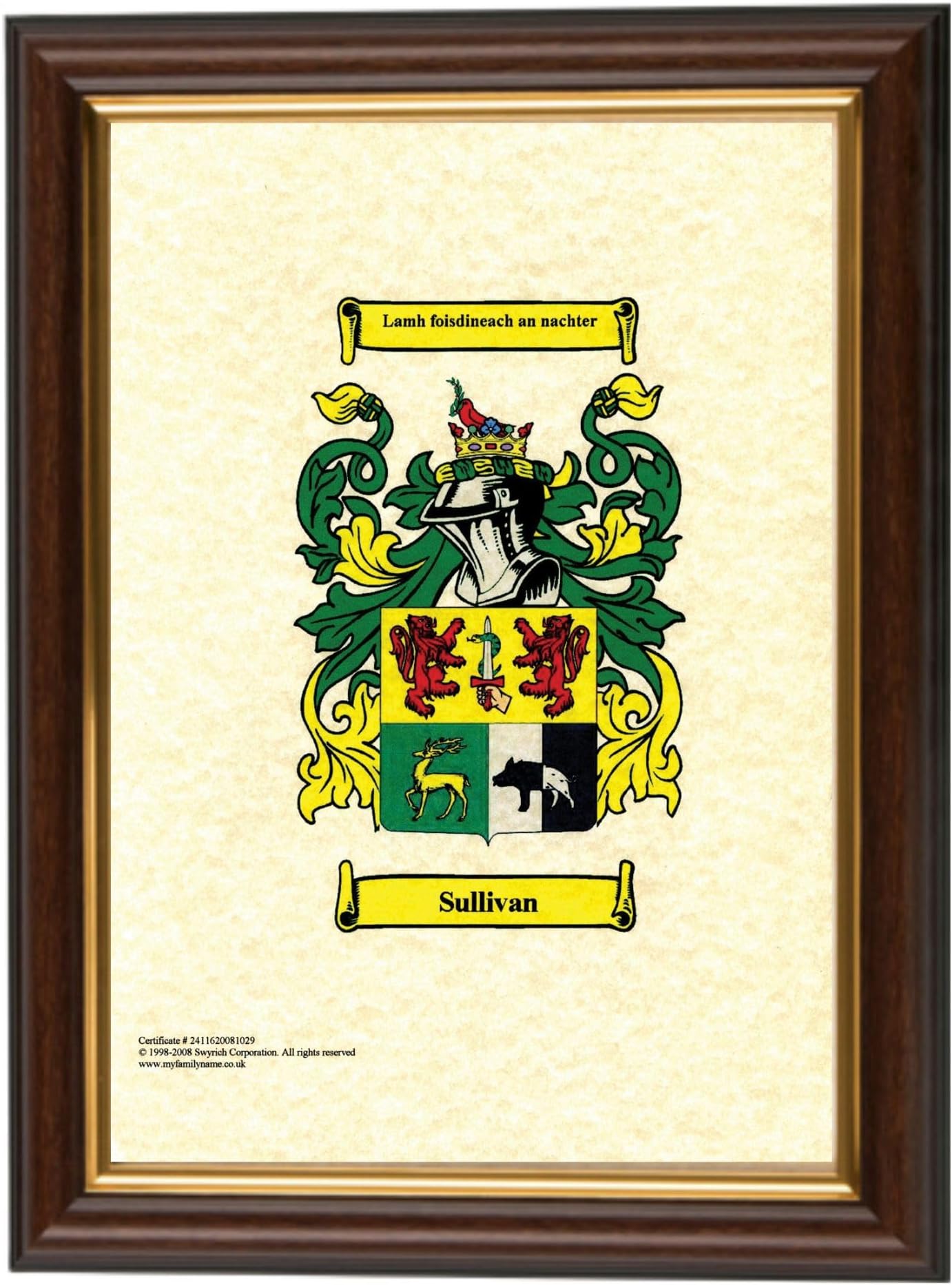 Custom Family Coat of Arms Print in dark frame, Personalised Ancestral Crest Wall Art, Historical Heraldry Home Décor, Premium Quality Frame, Perfect for Genealogy Enthusiasts