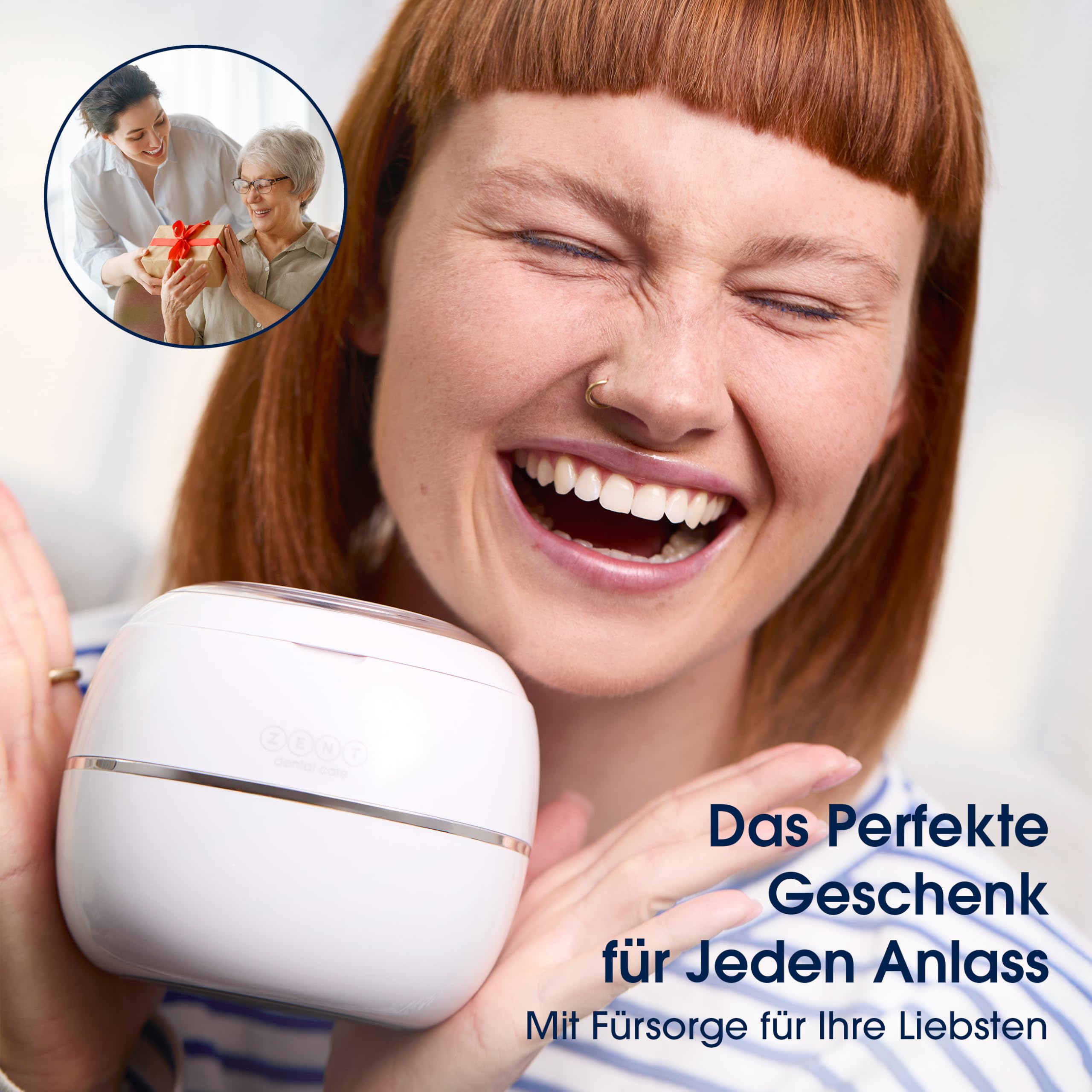 ZENT Ultrasonic Cleaner Ultraschallreinigungsgerät für Zahnschiene Zahnprothesen Schmuck | Ultraschallreiniger 42 kHz, Schnelle Reinigung in 5 Minuten, Ultraschallbad, mit UV-Desinfektion, 0.2l
