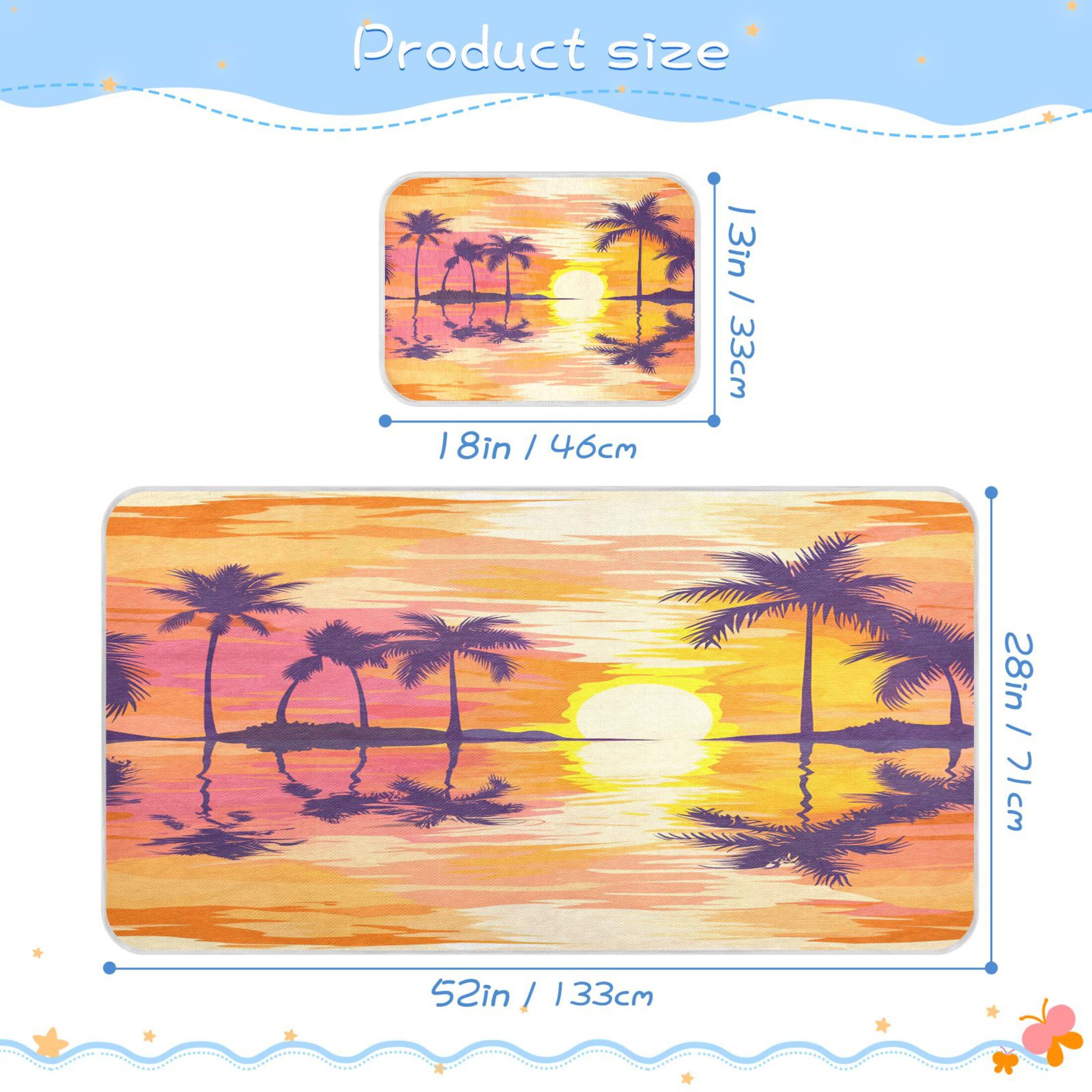 Takiito Palm Trees Sunset Baby Cooling Mattress Pad, Soft & Breathable Cooling Mat Keep Baby Cool in Summer 28x52 in, Nursery Essential