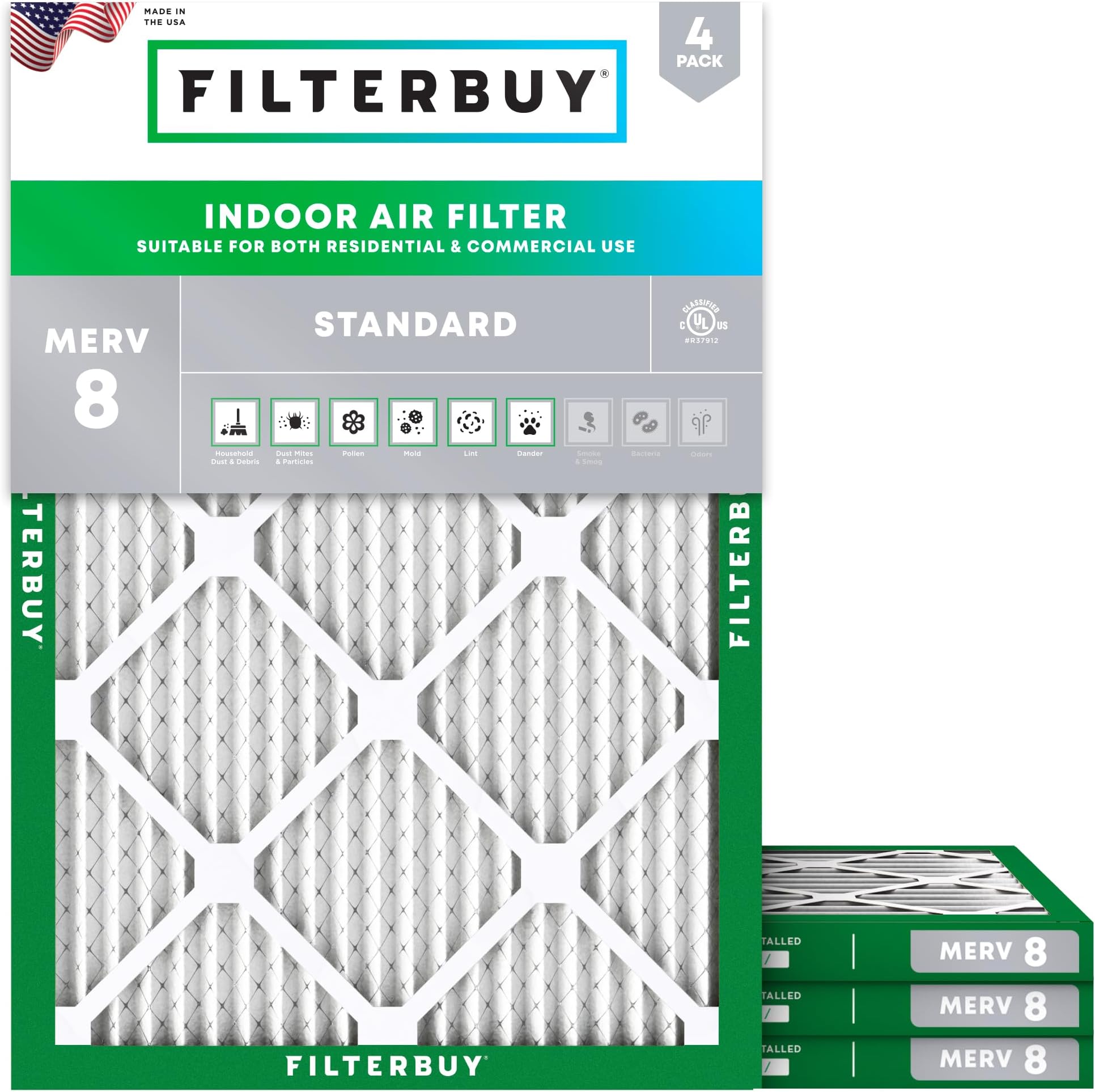 Aerostar 21 1/2x23 1/2x1 MERV 8 Pleated Air Filter, AC Furnace Air