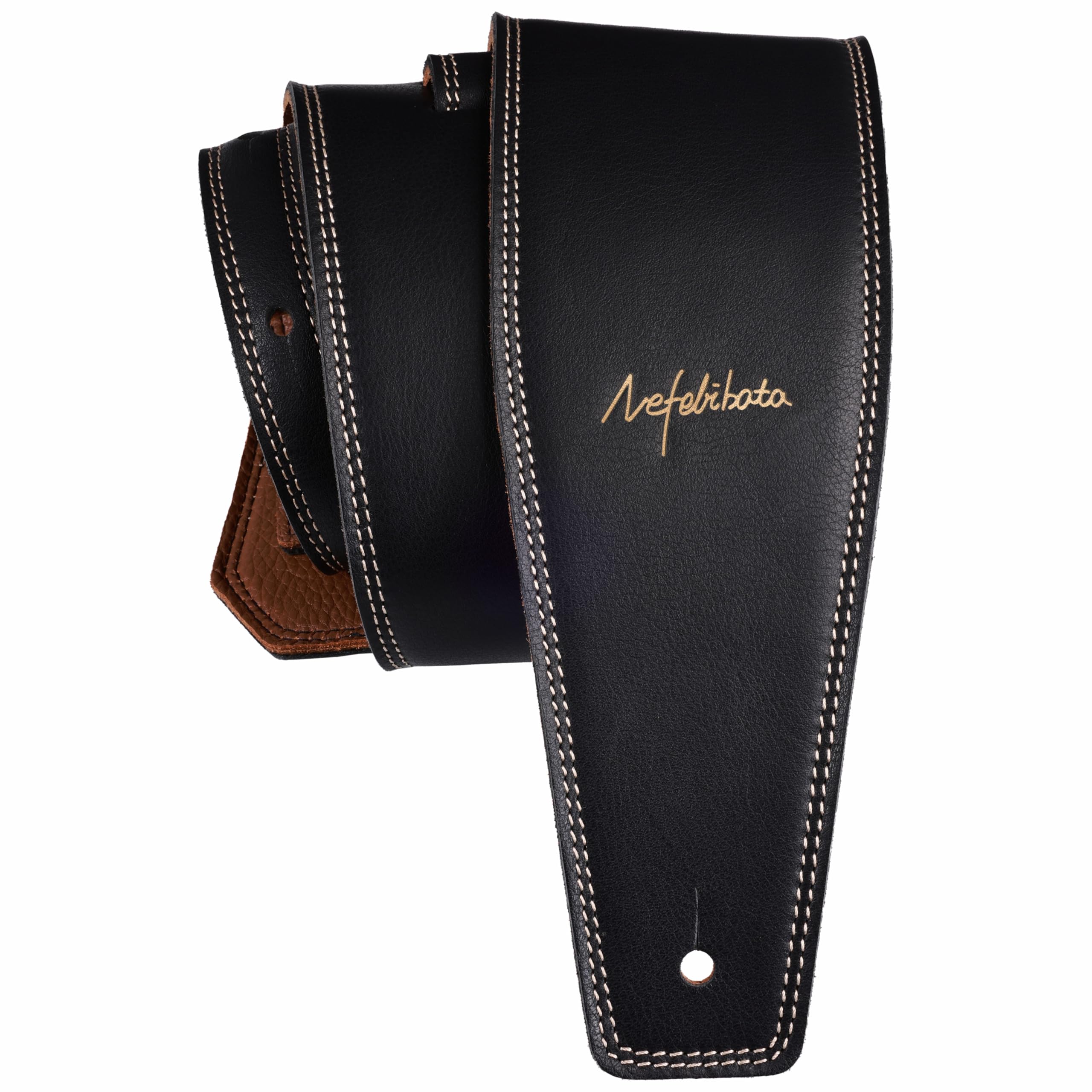 Nefelibata Sangle de guitare de 9,7 cm de large, en cuir pleine fleur, avec rembourrage en mousse pour guitares basses, électriques et acoustiques