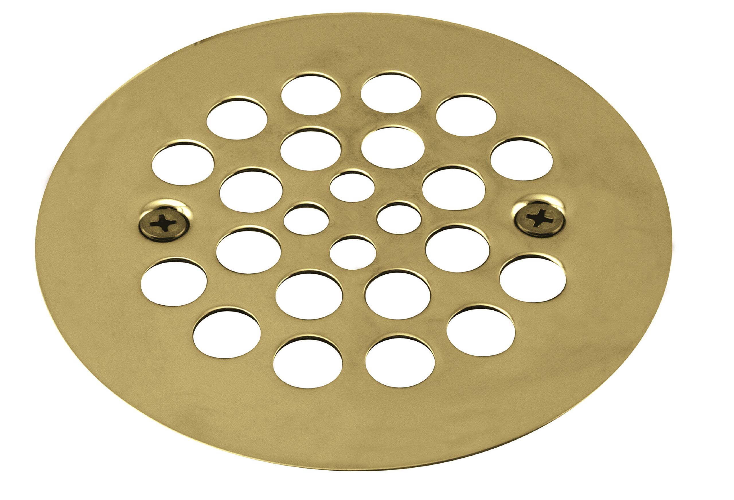 Westbrass A3193-01 4-1/4" OD Brass Shower Strainer Grid Drain Cover, Polished Brass