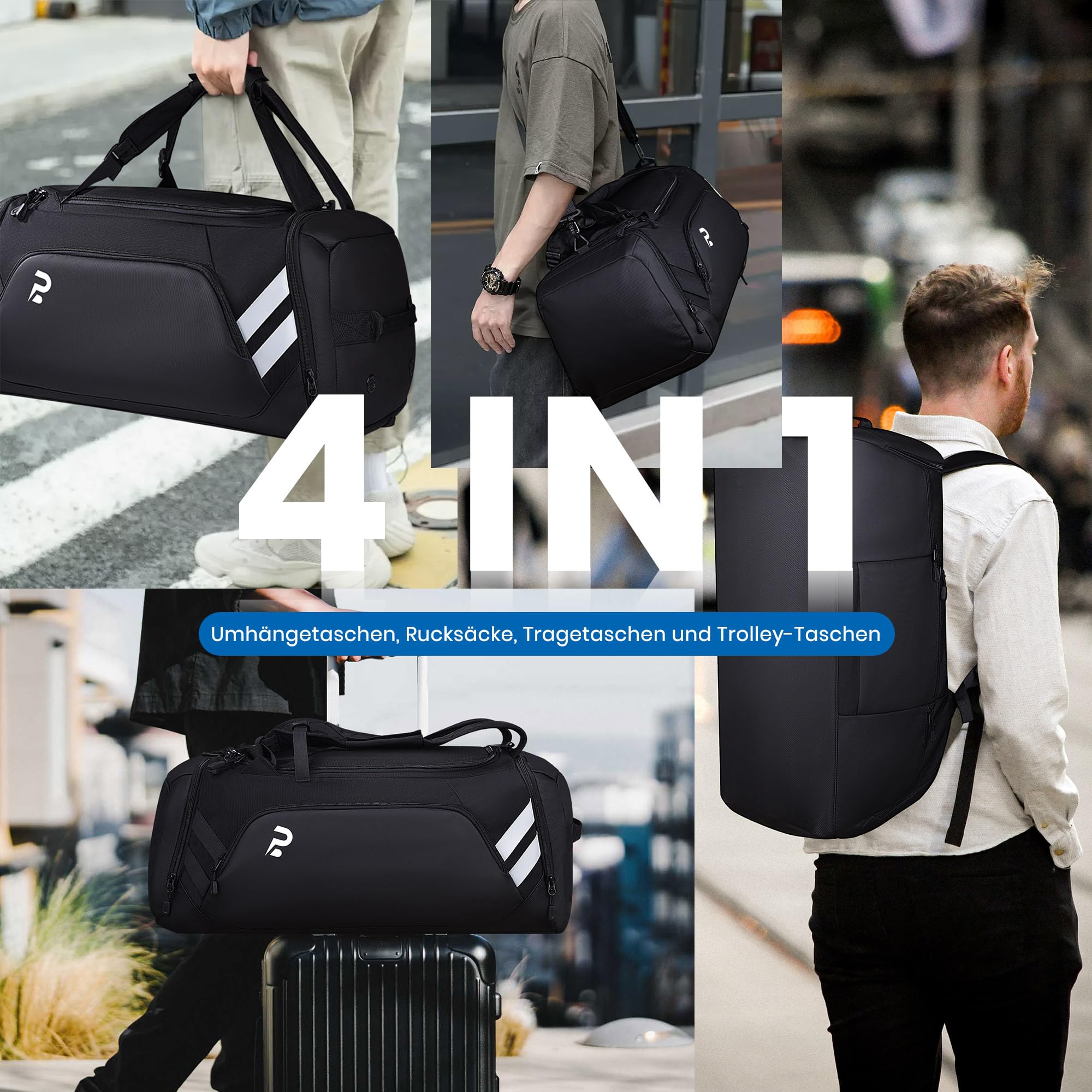 Sporttasche 58L Reisetasche mit Schuhfach und Nassfach, Gym Bag für Fitness, Schwimmen, Reisen