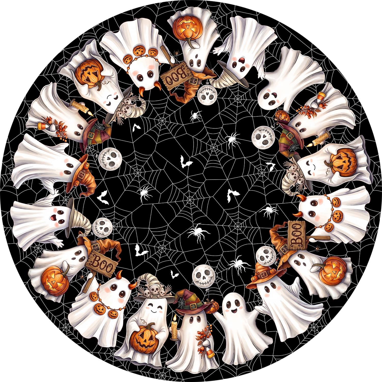 ZORKET Halloween Ghost Round Tablecloth 60 Inch