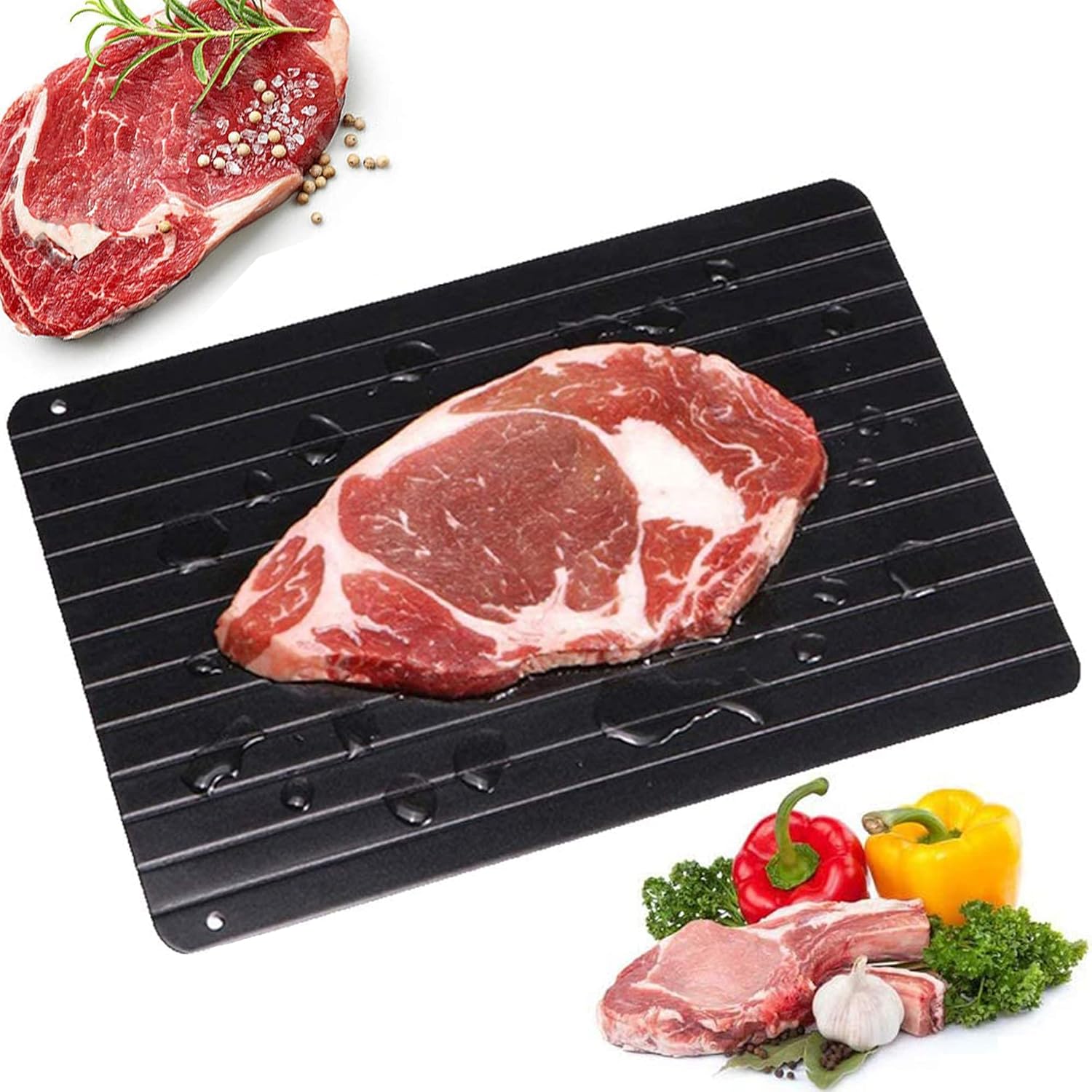 Bandeja De DescongelacióN RáPida Placa De DescongelacióN Estera De DescongelacióN Placa De DescongelacióN RáPida De Alimentos Para Descongelar Alimentos Congelados De Forma Natural 23 X 16.5 X 0.3 Cm