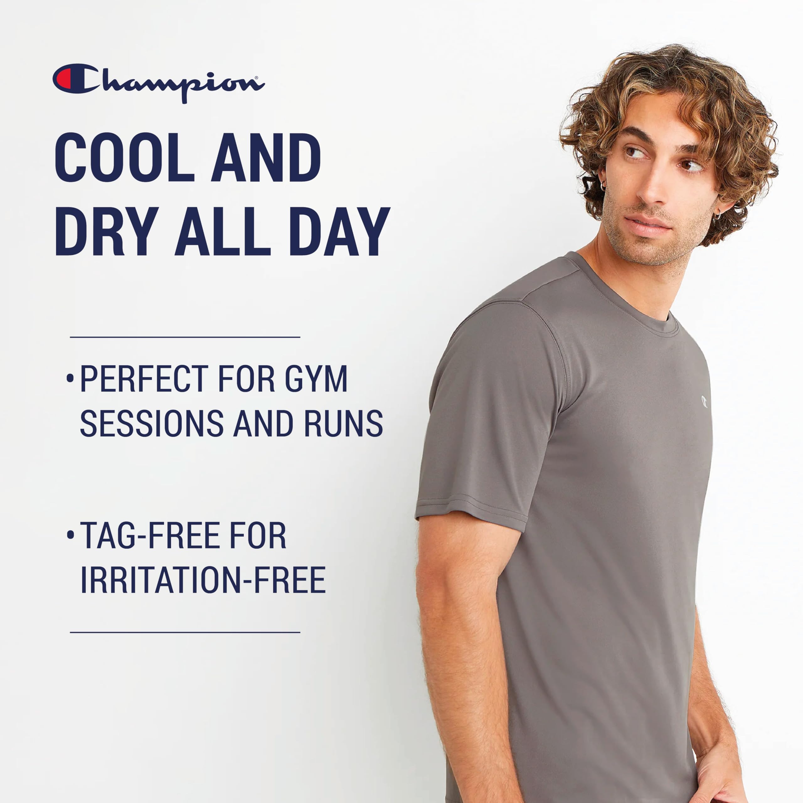 Champion Camisetas para hombres grandes y altos, paquete de 2 camisetas que absorben la humedad