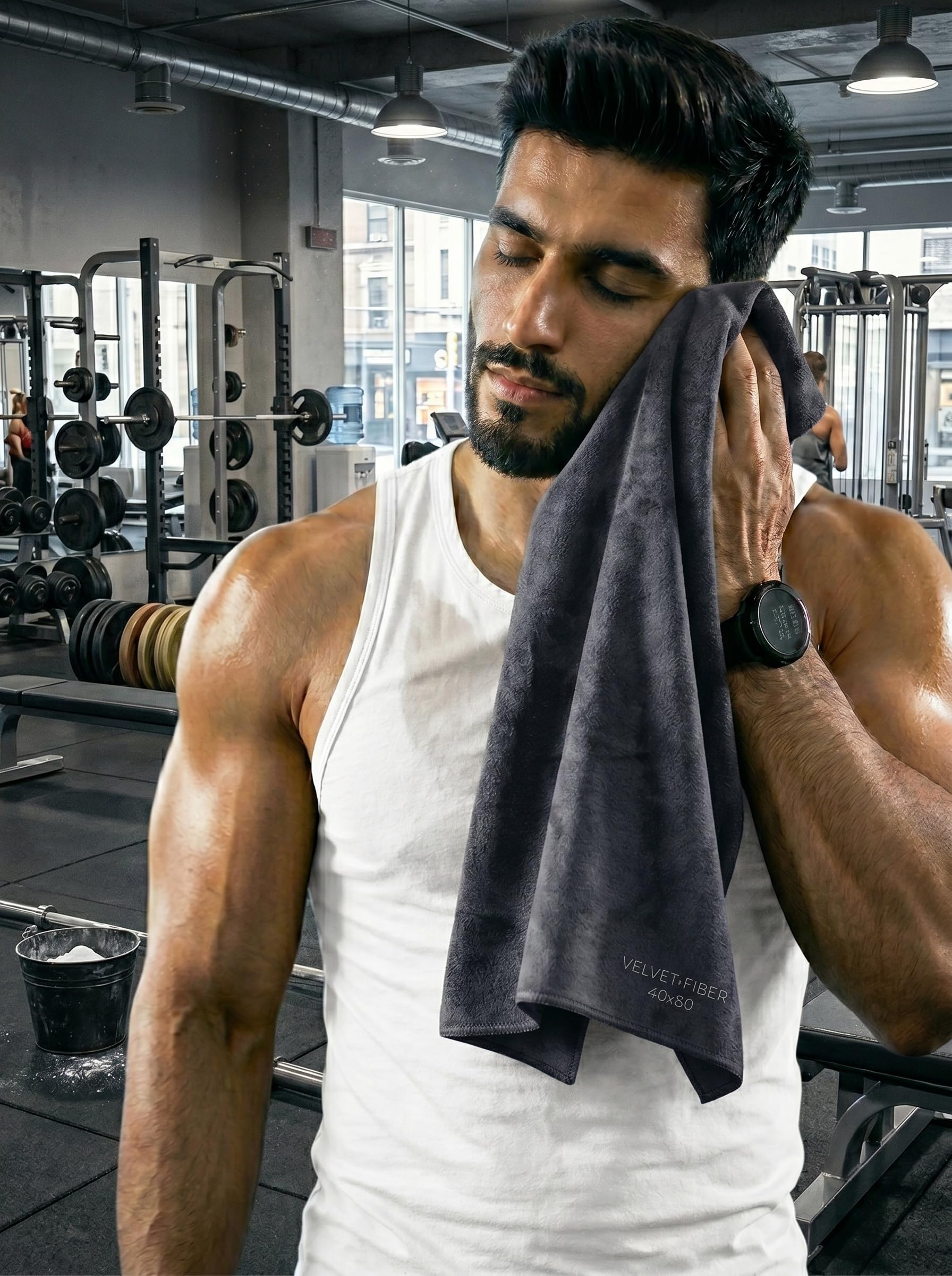 Gym Towel for Men & Women Workout, 40 x 60 cm Microfiber/Microfibre Sweat Towel, 420 GSM 80:20 Polyester Polyamide Quick Dry Soft Face Hand Towel for Gym, Yoga, Sports & Travel-image-39