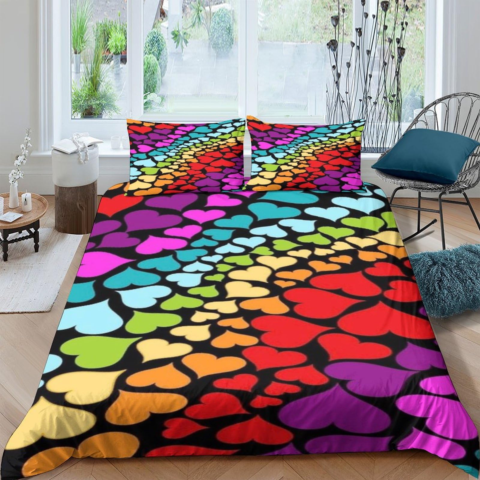 Housse de couette 3D non décolorante parure de lit microfibre grand confort 200x200