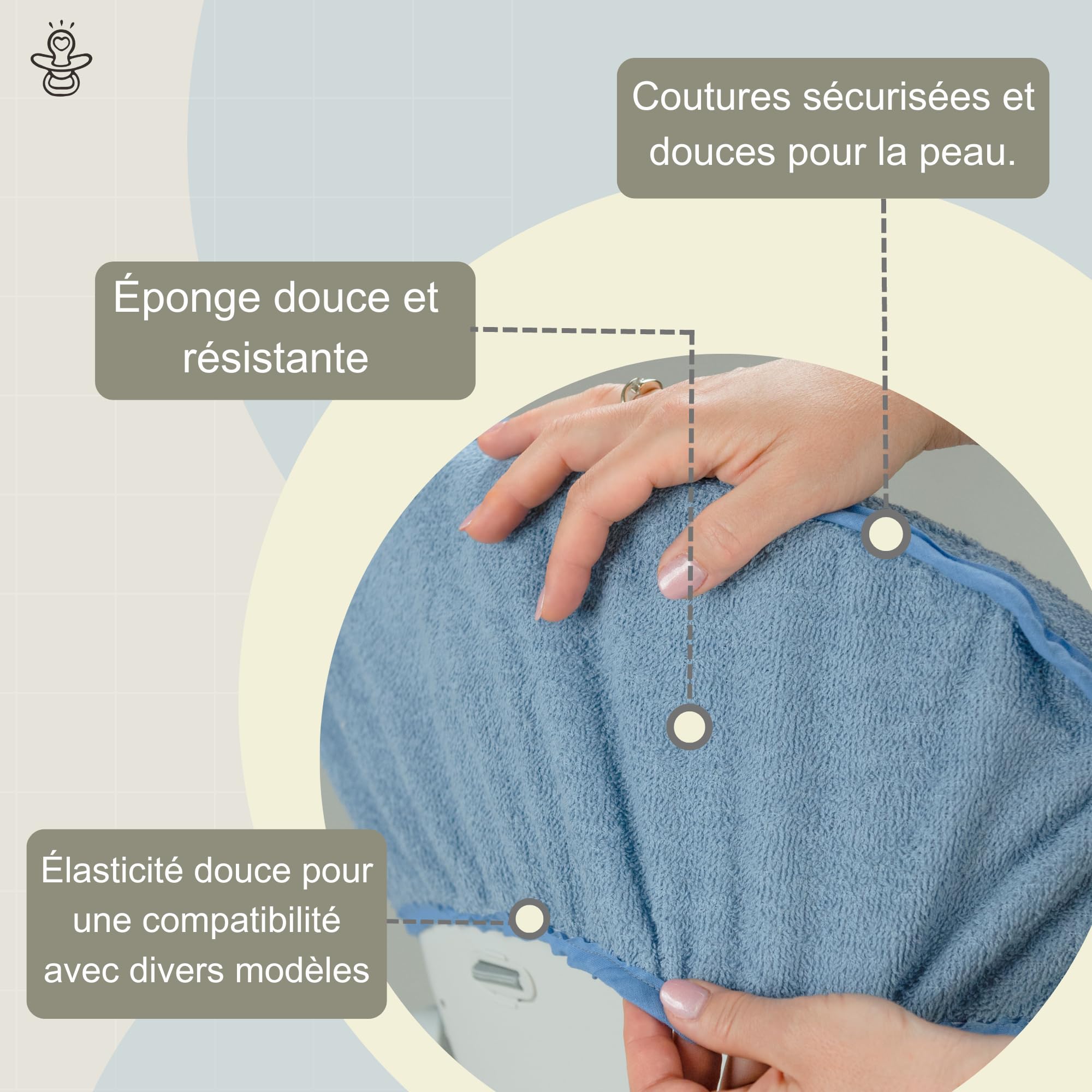 Babysanity Housse de Chaise Haute Universelle en Mousse de Coton Douce Apporte à Votre Chaise Haute une Sensation de Sécheresse et de Fraîcheur 100% Fabriqué en Italie (Gris)