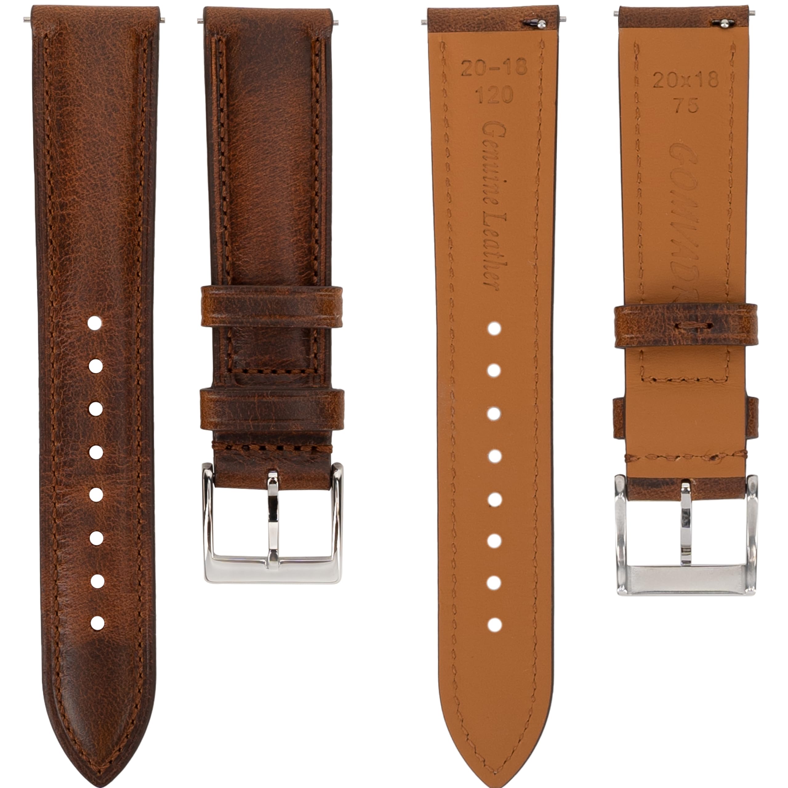 Bracelet de montre en cuir à libération rapide, style vintage, tanné à l'huile, pour hommes et femmes, 16 mm, 18 mm, 19 mm, 20 mm, 21 mm, 22 mm, 24 mm