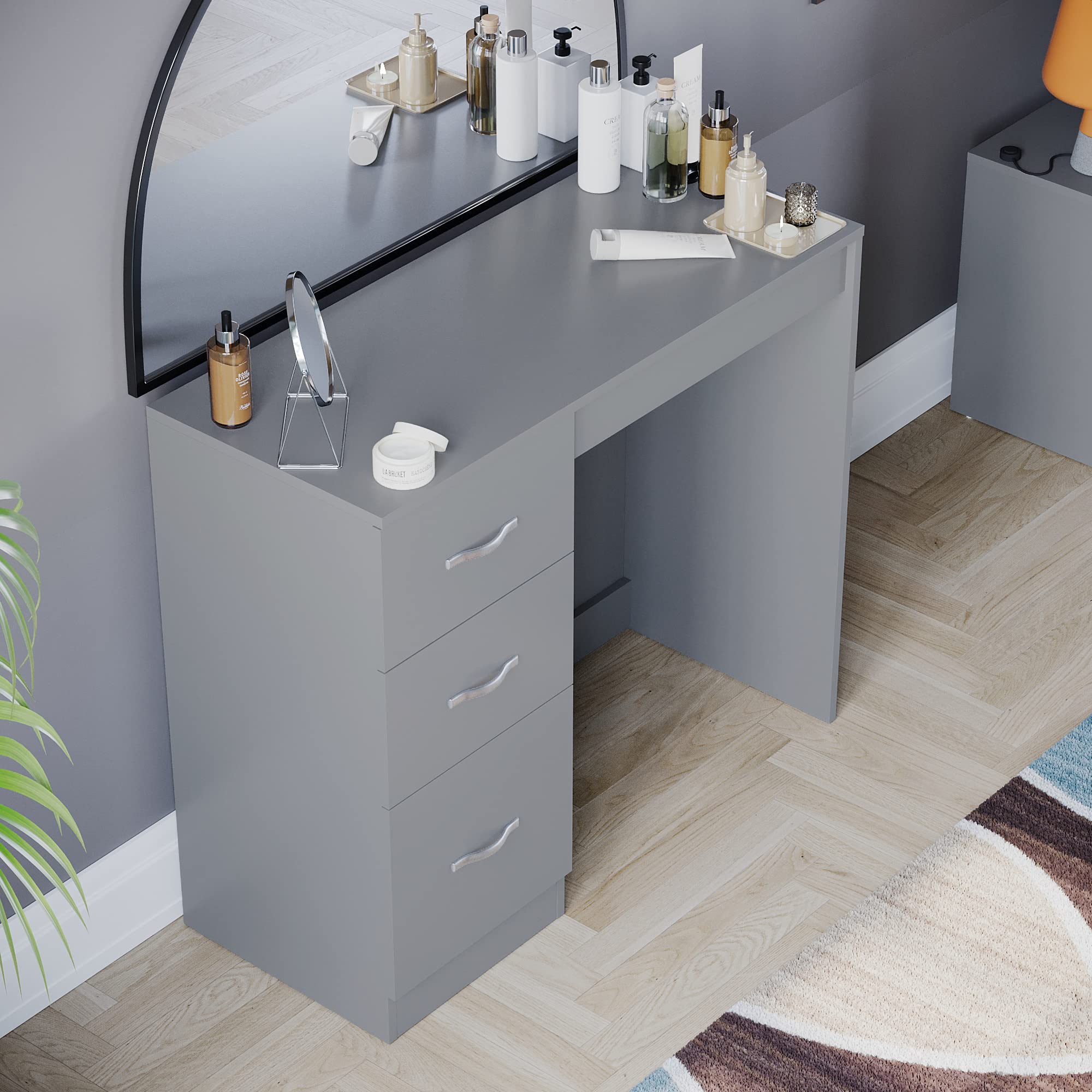 Vida Designs Riano Coiffeuse à 3 tiroirs Gris