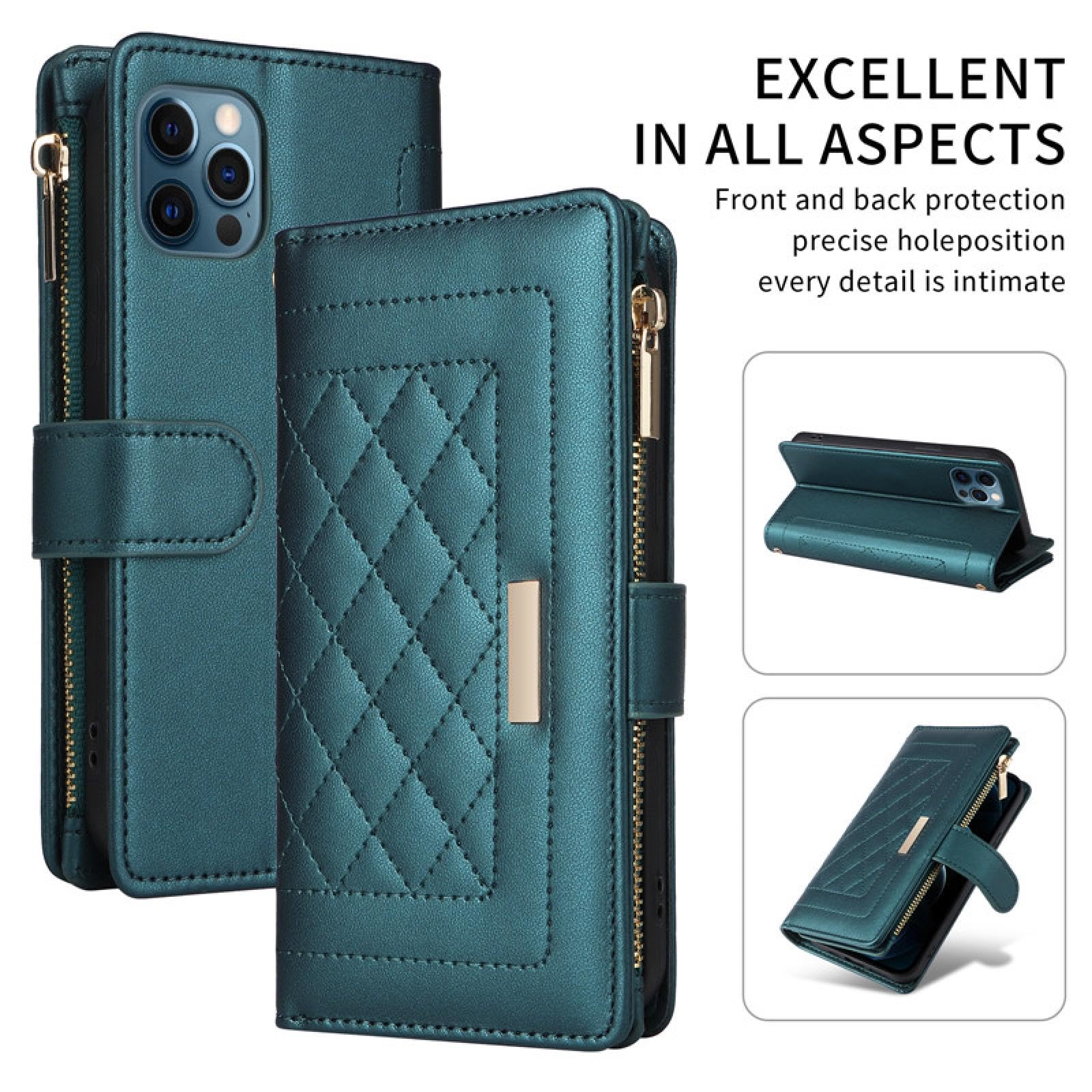 Do Samsung S23 Plus Crossbody Skórzany Portfel Zapinany Na Zamek Etui na Telefon Smycz Z Klapką Stojak Pokrowiec (Do Samsung S23 Plus/zielony)
