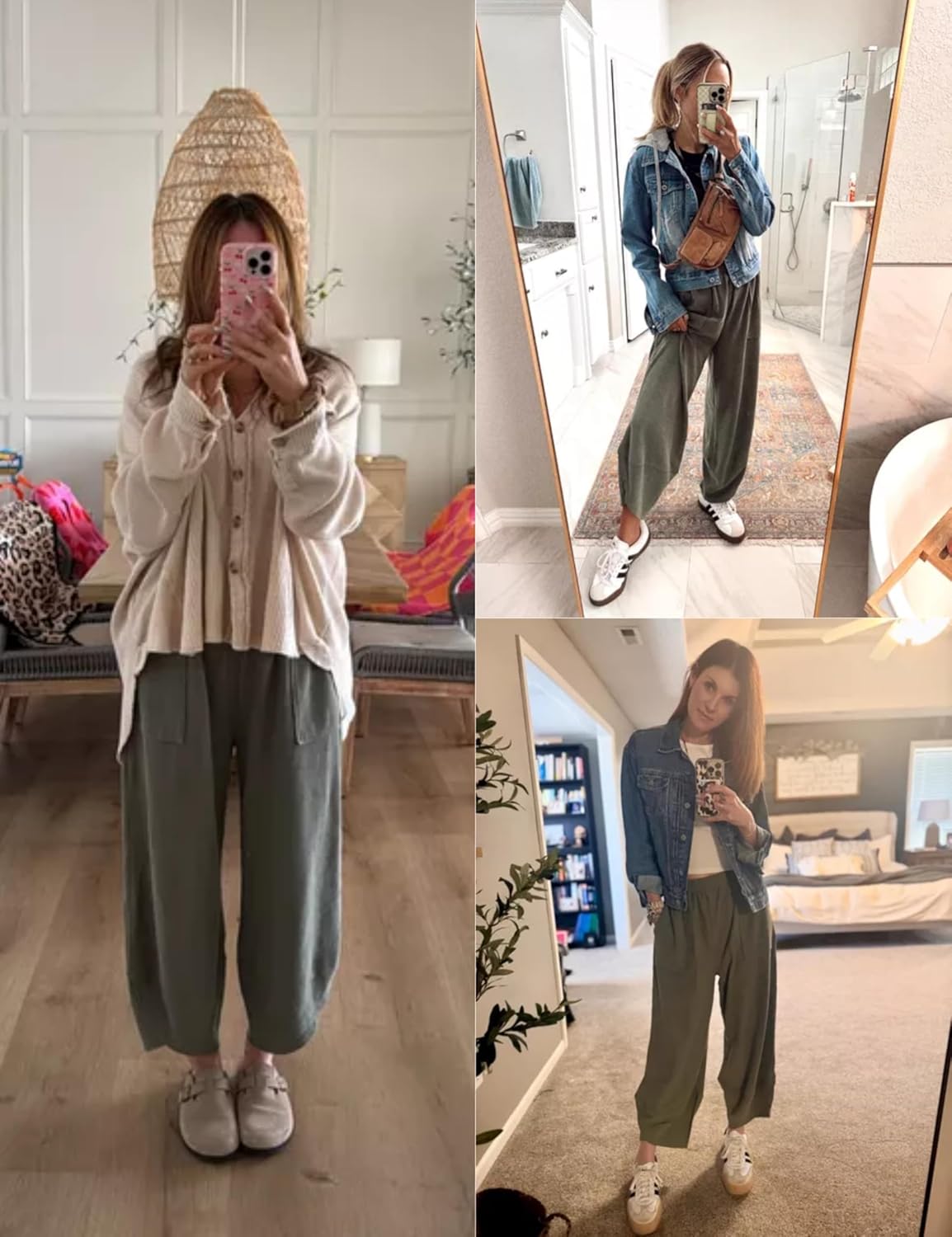 Xiaoxuemeng Womens Baggy Wide Leg Pants Casual Elastic Waisted Palazzo Harem Pants with Pockets - Image 5